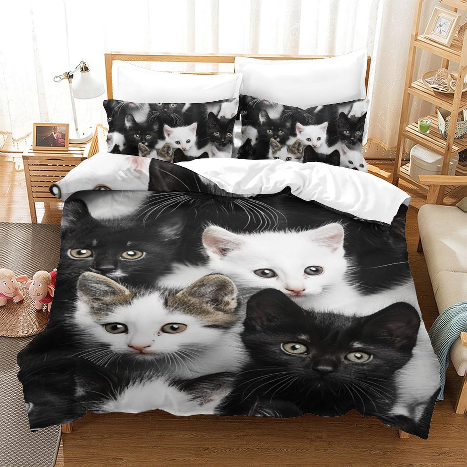 Ensemble de literie chat 140x200cm, le cadeau d'anniversaire parfait pour ados et enfants