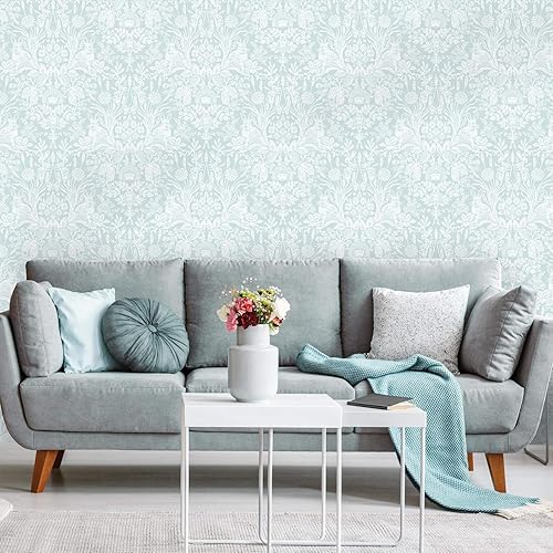 Miniatura 3 de World of Wallpaper Harlen Woodland Animal Flor y Planta Temática Pintado a Mano Estilo Damasco Papel pintado Dormitorio Guardería Pato Huevo Azul