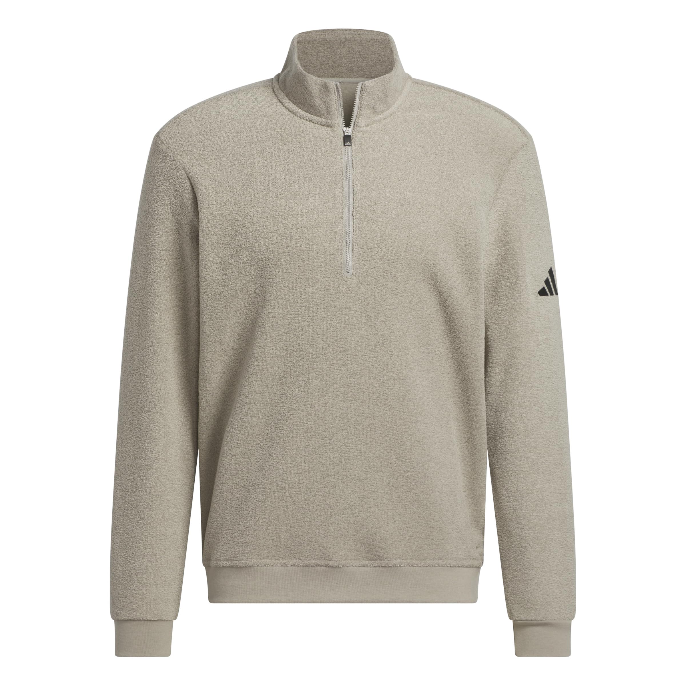 adidas Men's MENS ULTIMATE365 TERRY CLOTH QUARTER ZIP PULLOVER, putty beige, L