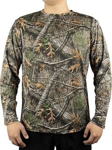 LOOGU Camisa de camuflaje de caza para hombre, ligera, camisas de camuflaje para hombre, camisa de manga larga para pesca, senderismo, campamento