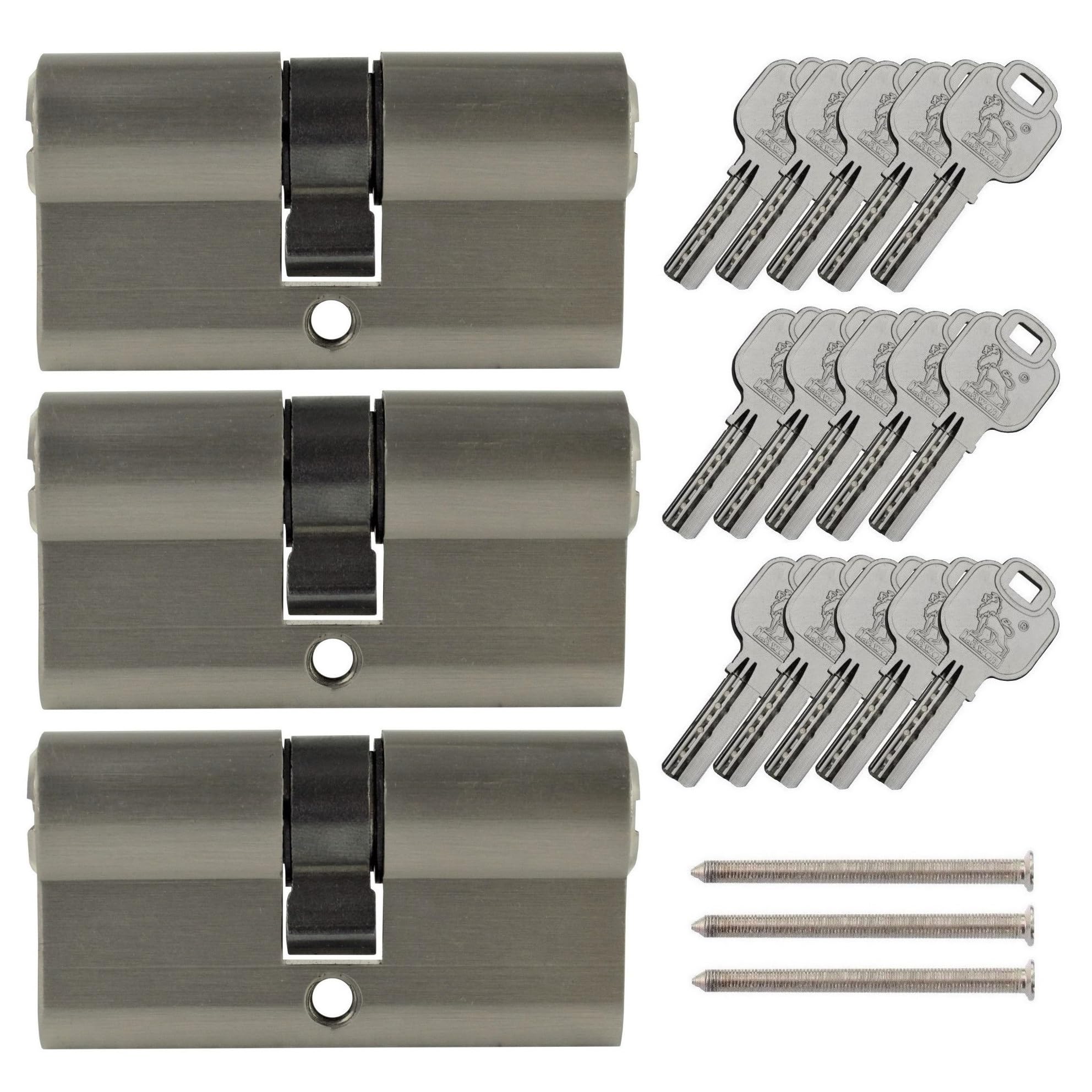 Cylindre De Serrure Haute Sécurité ISEO 30/60 – Argenté, 9 Cm