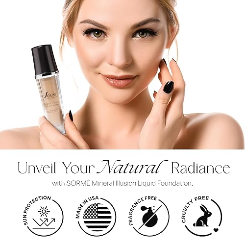 Miniatura 3 de SORMÉ Mineral Illusion Base líquida sin fragancia y aceite con protector solar no químico, fórmula mineral, hidratante con manteca de karité,