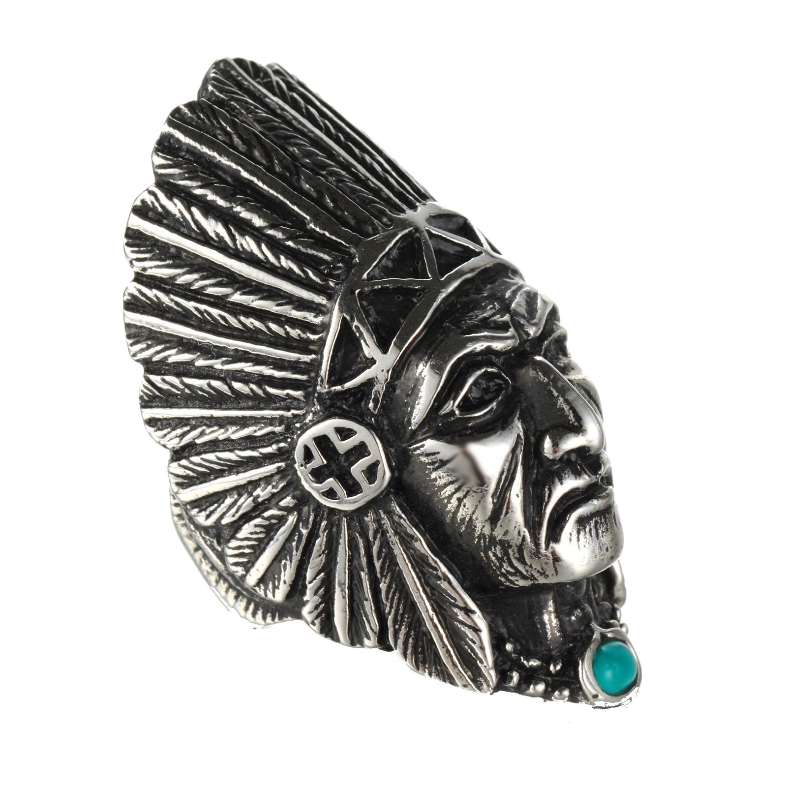 Unisex Stainless Steel Indian Chief Tribe Ring