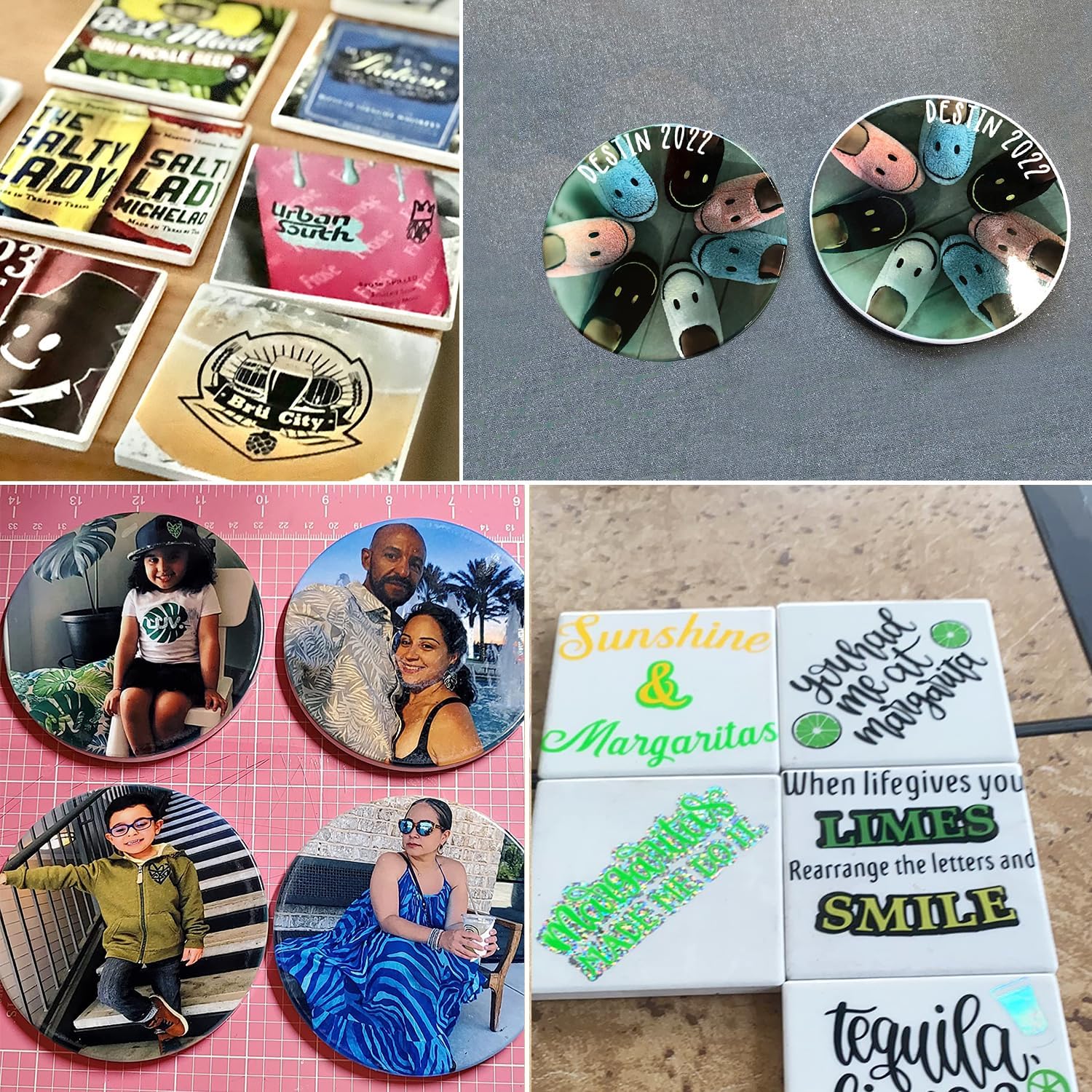 50 Set 4 Inch Square and Round Sublimation Ceramic Coasters with Cork Backing Pads, Glazed Ceramic Tiles Coaster, White Tiles for Crafts, DIY Project and Sublimation