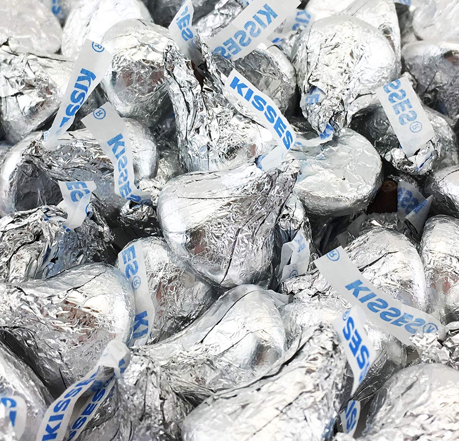 LaetaFood HERSHEY'S KISSES Milk Chocolate Silver Foil Wrap Candy (1