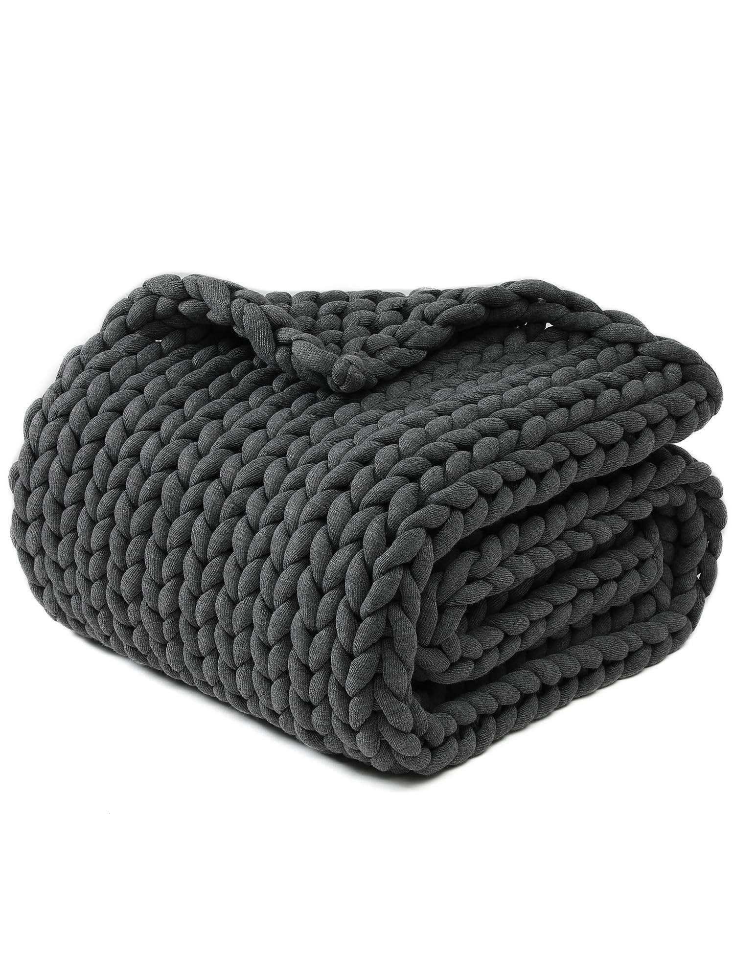 ynm chunky throw blanket, medium-weight, hand knitted, skin friendly, ventilated and breathable, machine washable, home décor piece for couch, sofa and bed (charcoal grey, 40x50 inch)