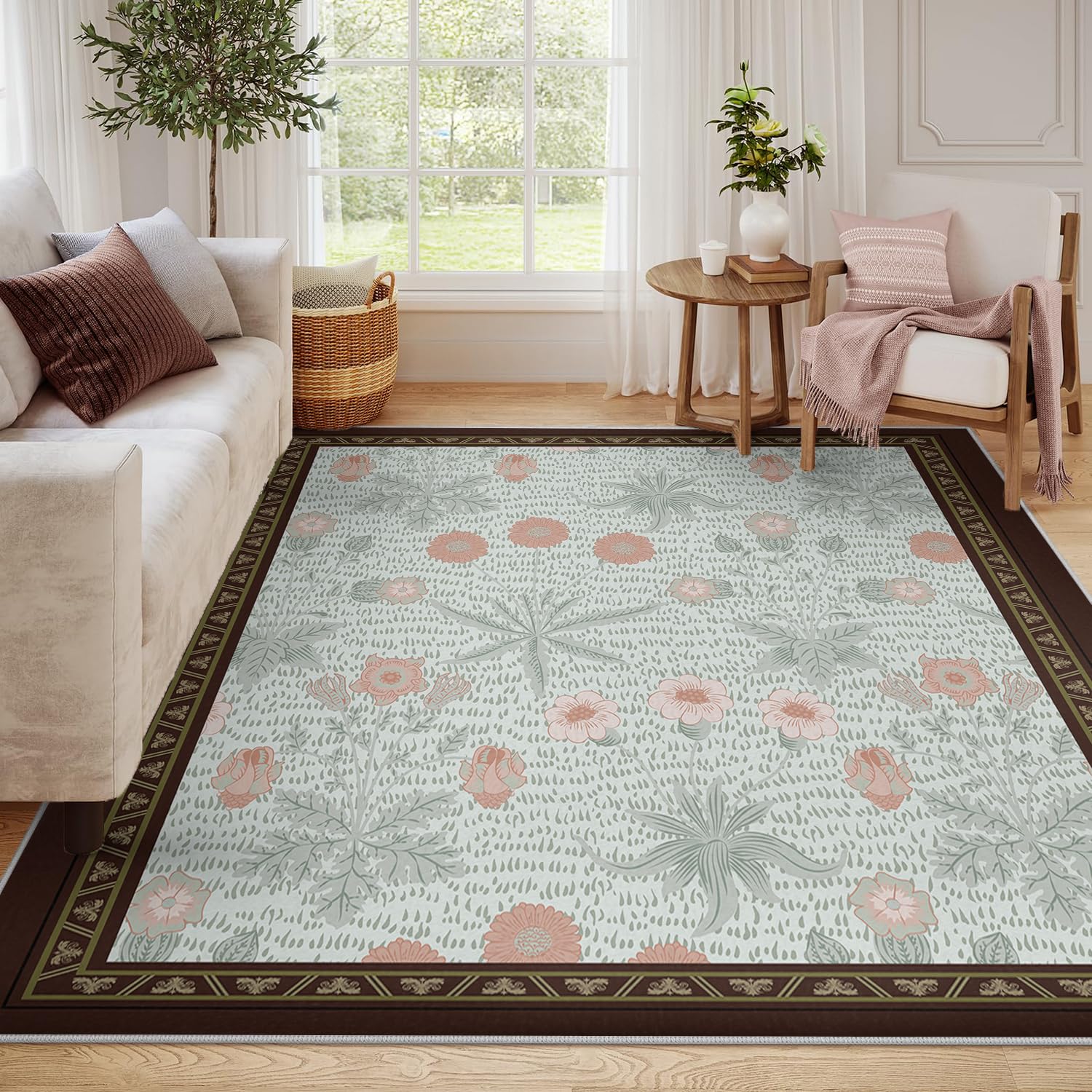 60x120 Vintage Blumenteppiche waschbar Wohnzimmer Schlafzimmer