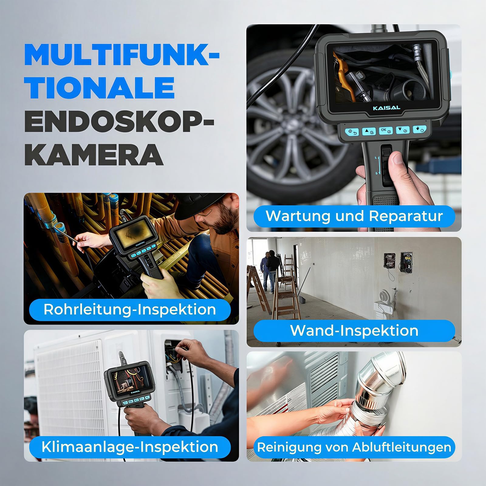 KAISAL 6.25mm Endoskopkamera 210° Beweglicher Kopf Inspektionskamera