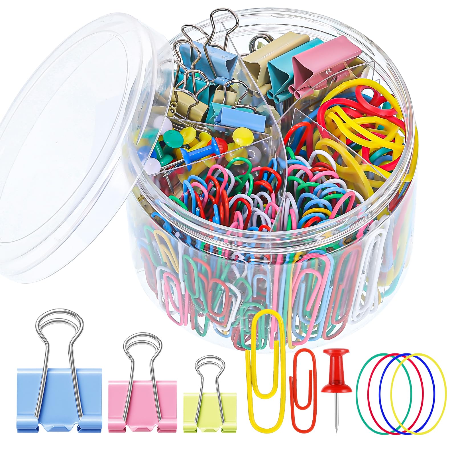 350-Piece Office Supplies Set, Paper Clips, Binder Clips, Bands, Pins