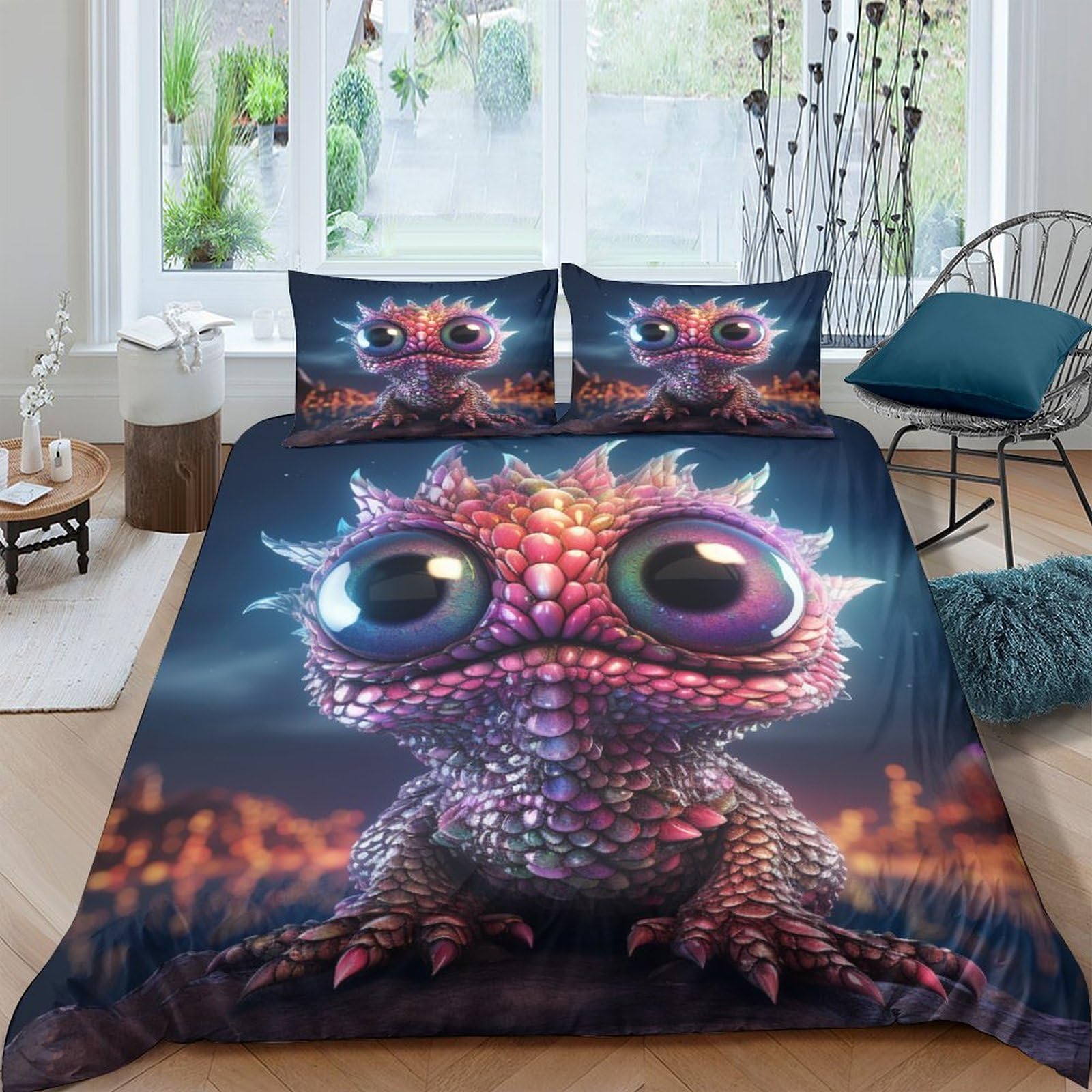 Parure de lit king size de qualité hôtelière Gecko 3 pièces ultra douce en microfibre luxe