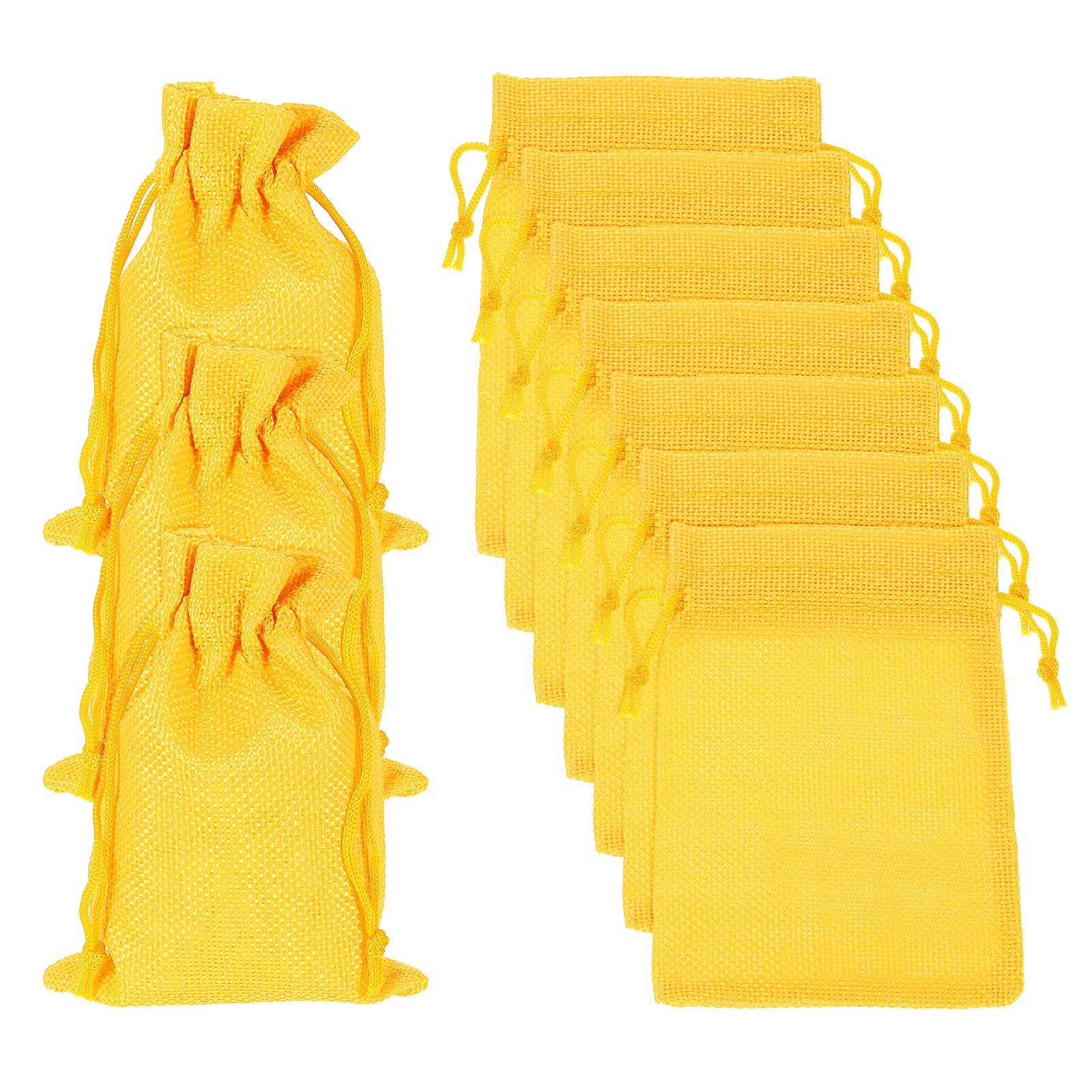 sourcing map 20 Pcs Burlap Bags with Drawstring, 4 x 5.5 Inch Favor Sacks Bag Jewelry Pouches for Christmas Thanksgiving Birthday Wedding Party Gifts Bags, Bright Yellow