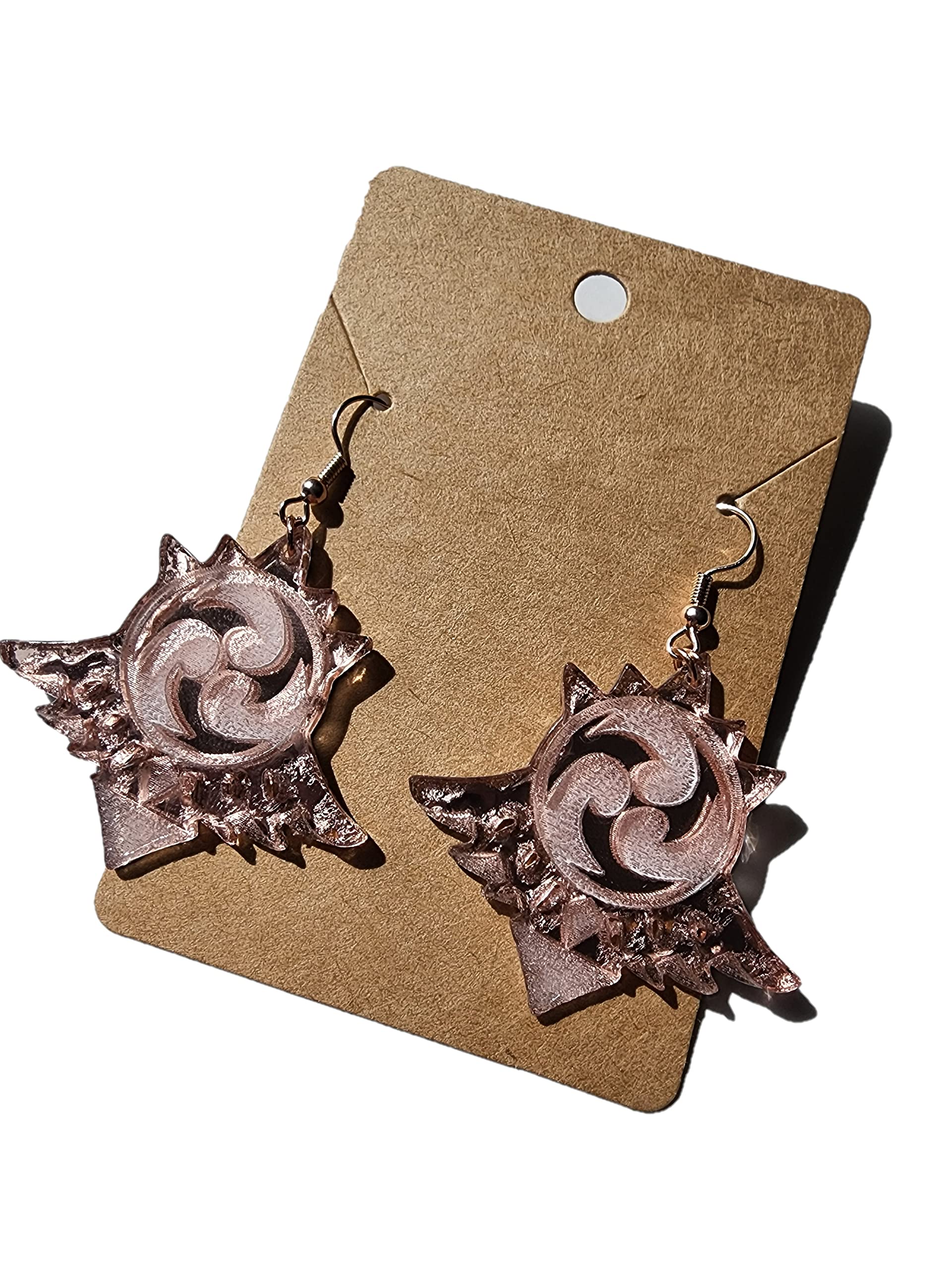 Cosplay Genshin Impact Element Electro(Lightning) Rose Gold Acrylic Handmade Cosplay Earrings Anime 3D