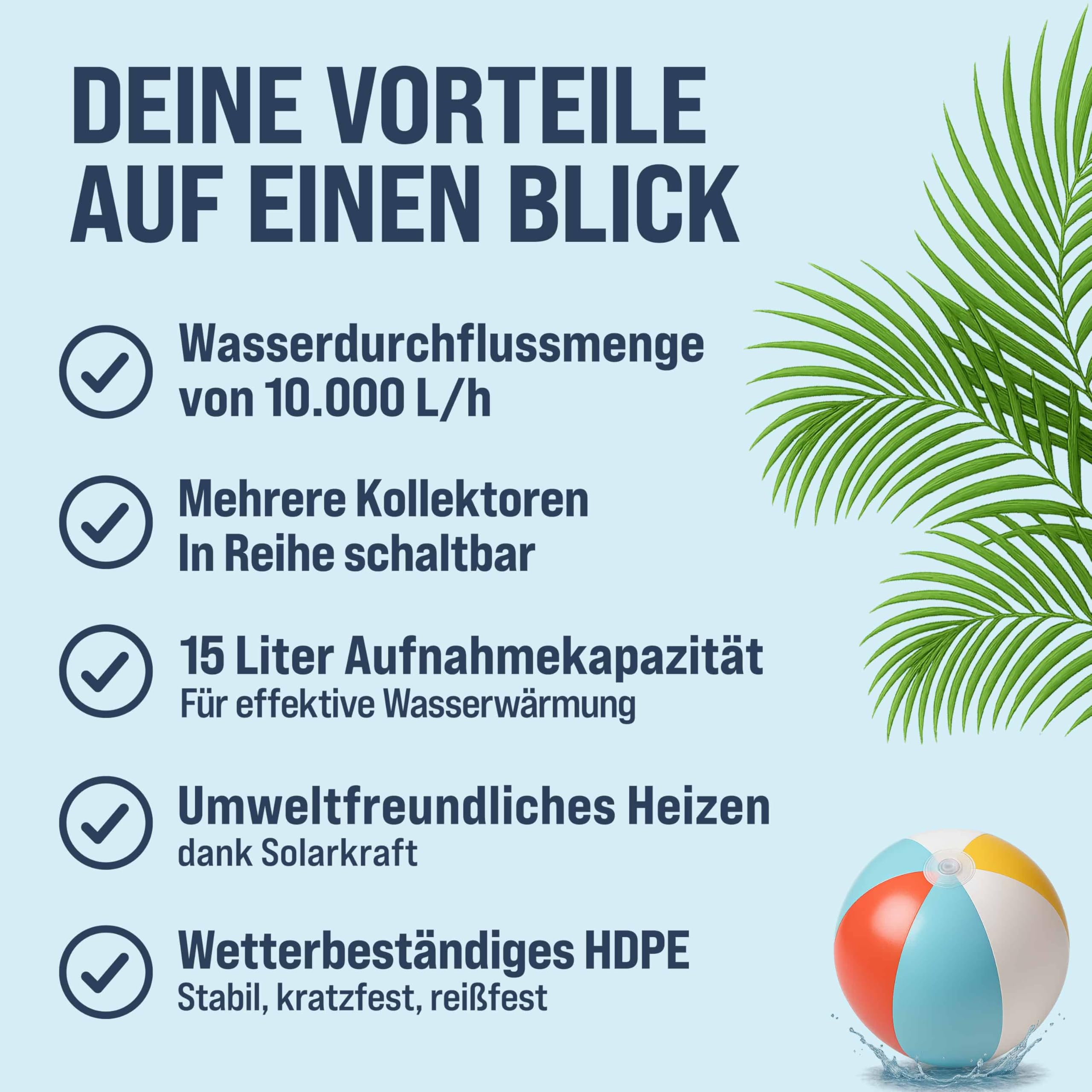 Monzana® Sonnenkollektor Pool 112x55x14cm 10000 L/h Höhenverstellbar 32/38mm Anschluss UV-Beständig Erweiterbar Poolheizung Solar Heizung Wasser