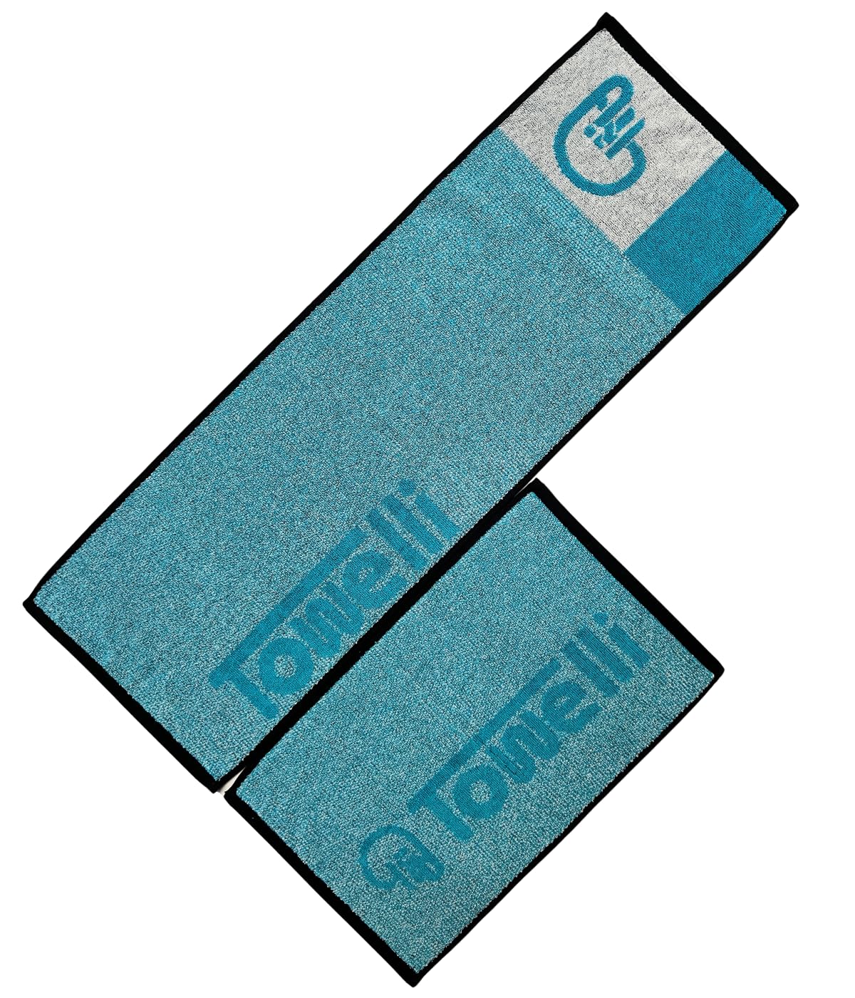 JWL Cotton Sports Towel, Quick Dry, Gym for Running, Travel, Beach, Swimming, Camping Hiking, Soft Absorbent Fitness (BLUE, 30X90CM, TOWELLI DESIGN BLACK HEM)