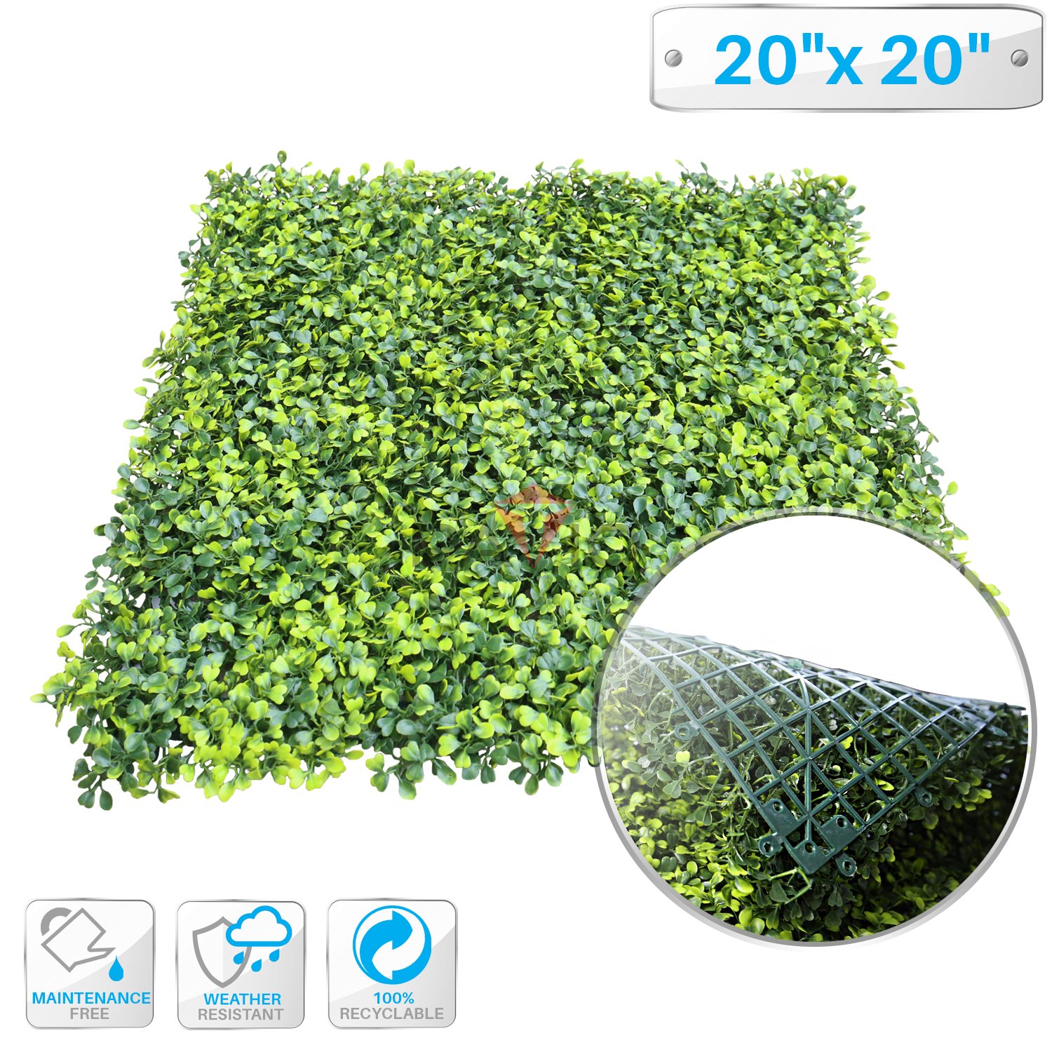 Patio Paradise 20"x20" (6PC) Artificial Grass Wall Panels Greenery Backdrop Faux Boxwood Hedge Fake Ivy Privacy Screen for Outdoor Wedding Décor Photography Background, Boxwood Panel