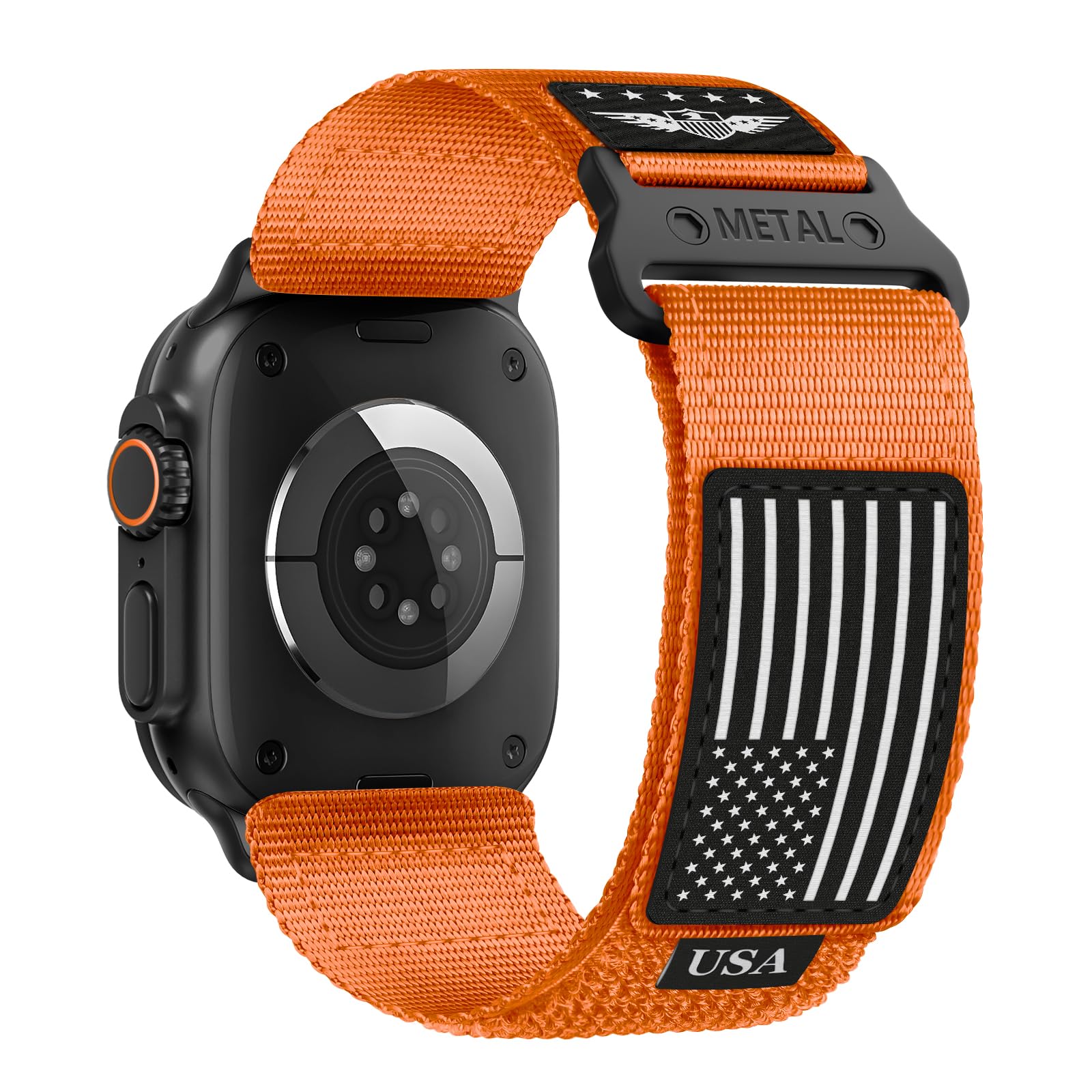 Rugged Nylon for Apple Watch Ultra 2/ Ultra 3 Band Series 11/10/9/8/7/6/5/4/3/SE iWatch Bands Men,Soft Woven Stars-Stripes Flag Wristbands Strap for Apple Watch Ultra 3/2/1 49mm 46mm 45mm 44mm 42mm