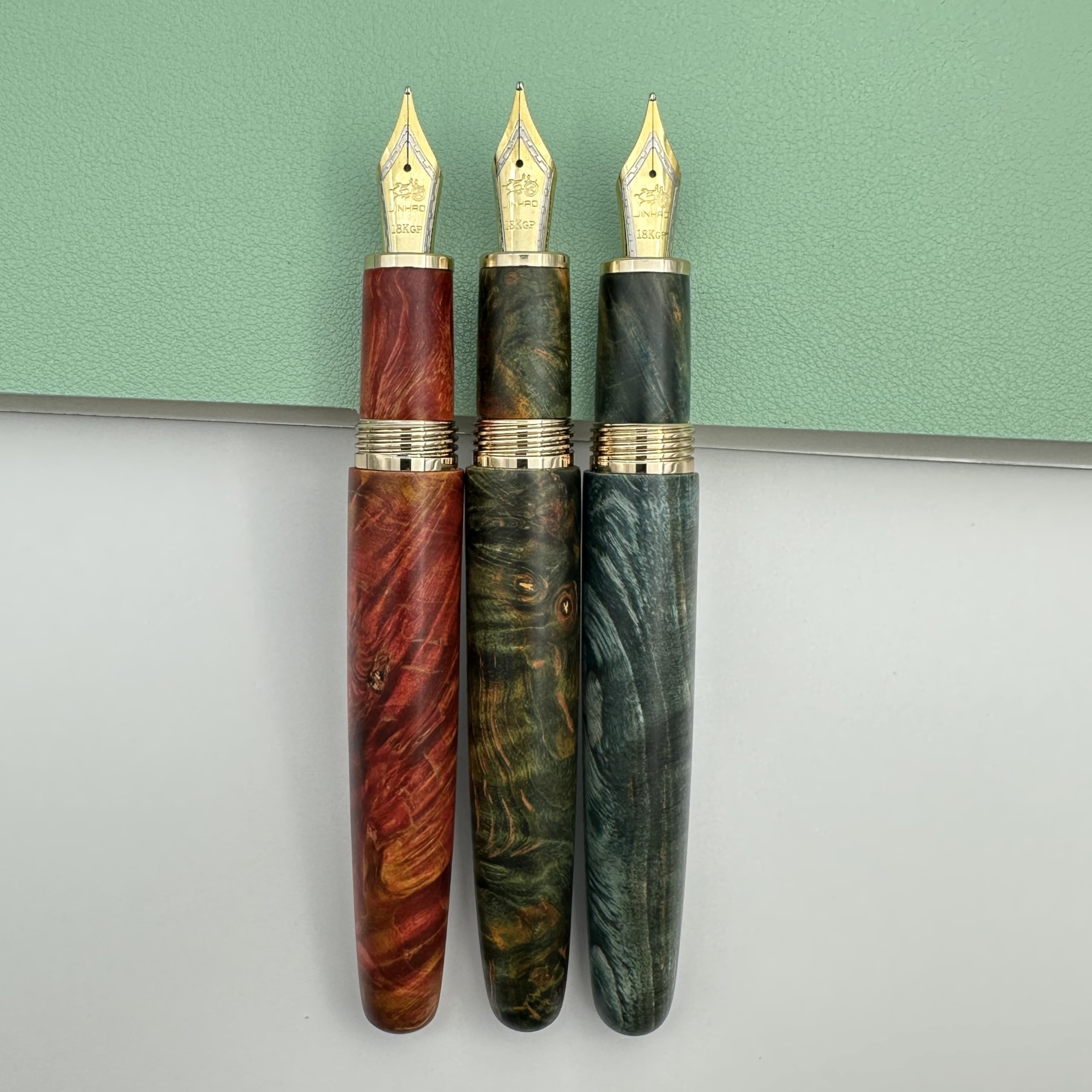 Füllfederhalter aus stabilisiertem Holz, lange Messerspitze, Schreibtinte, Stift, Schule, Bürobedarf, Studenten, Schreibgeschenk (Rot, Grün, EF)