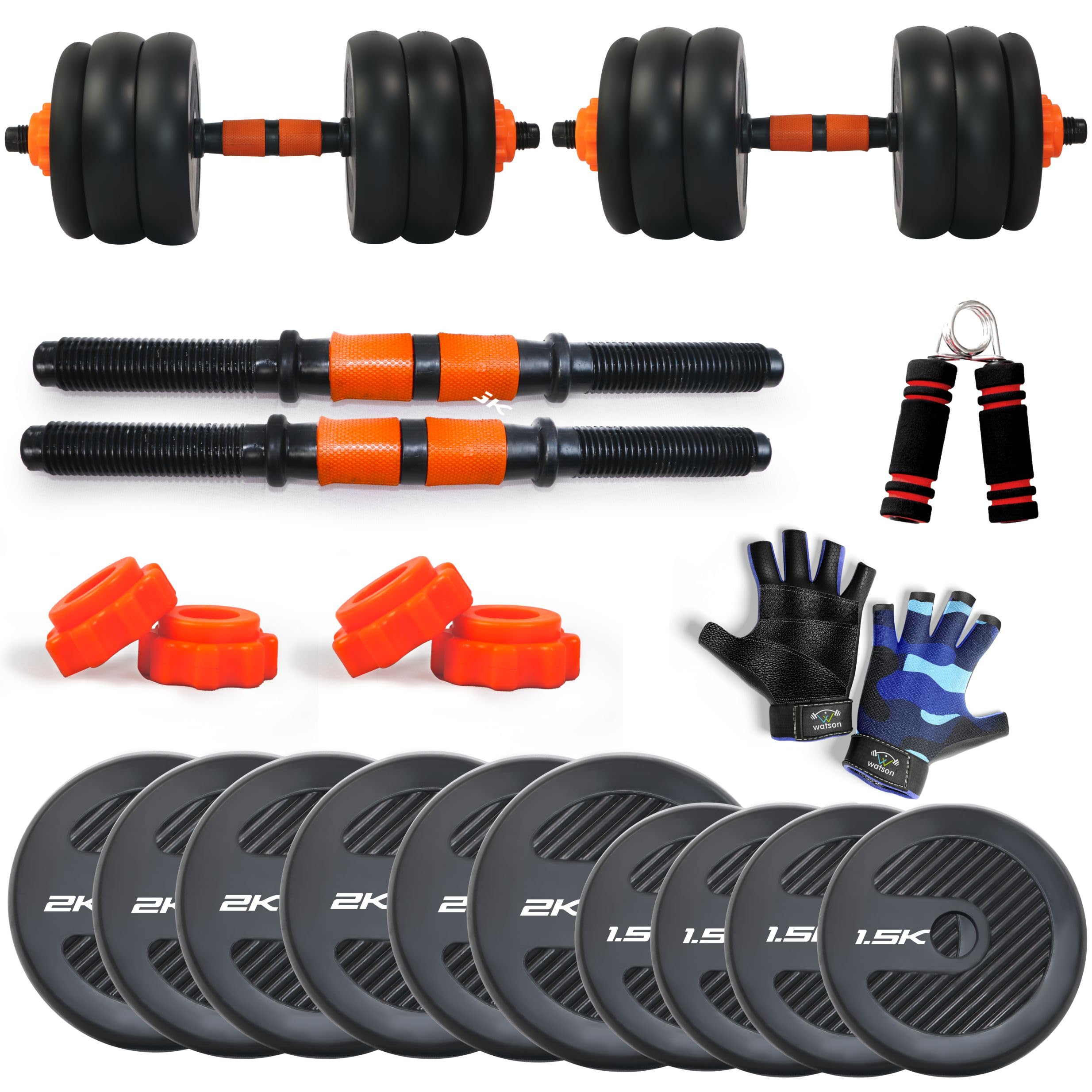 WATSON Premium Rubber Dumbbell Set For Men & Women Fitness, Dumbbell Set With 18Kg (1.5Kgx4, 2Kgx6) Rubber Weight Plates, Hard PVC 17" Dumbbell Rods, Foam Gripper & Gym Gloves (B0CL3KJ23Y) Amazon Price History, Amazon Price Tracker