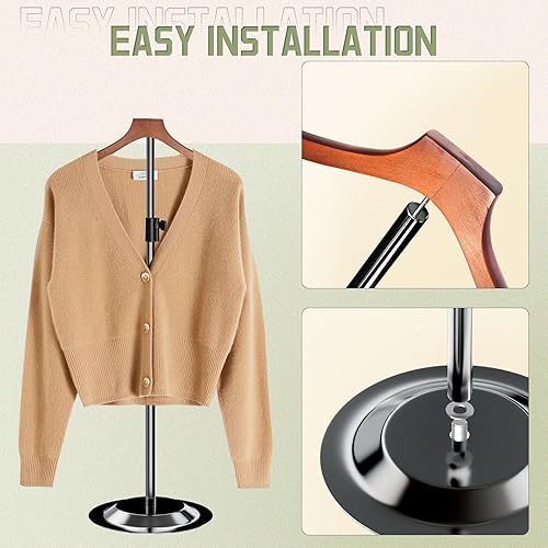 Miniatura 5 de hanvate Paquete de 2 soportes de exhibición de camisas de 22 a 38 pulgadas de altura ajustable, soporte de maniquí de hombro, soporte de exhibición