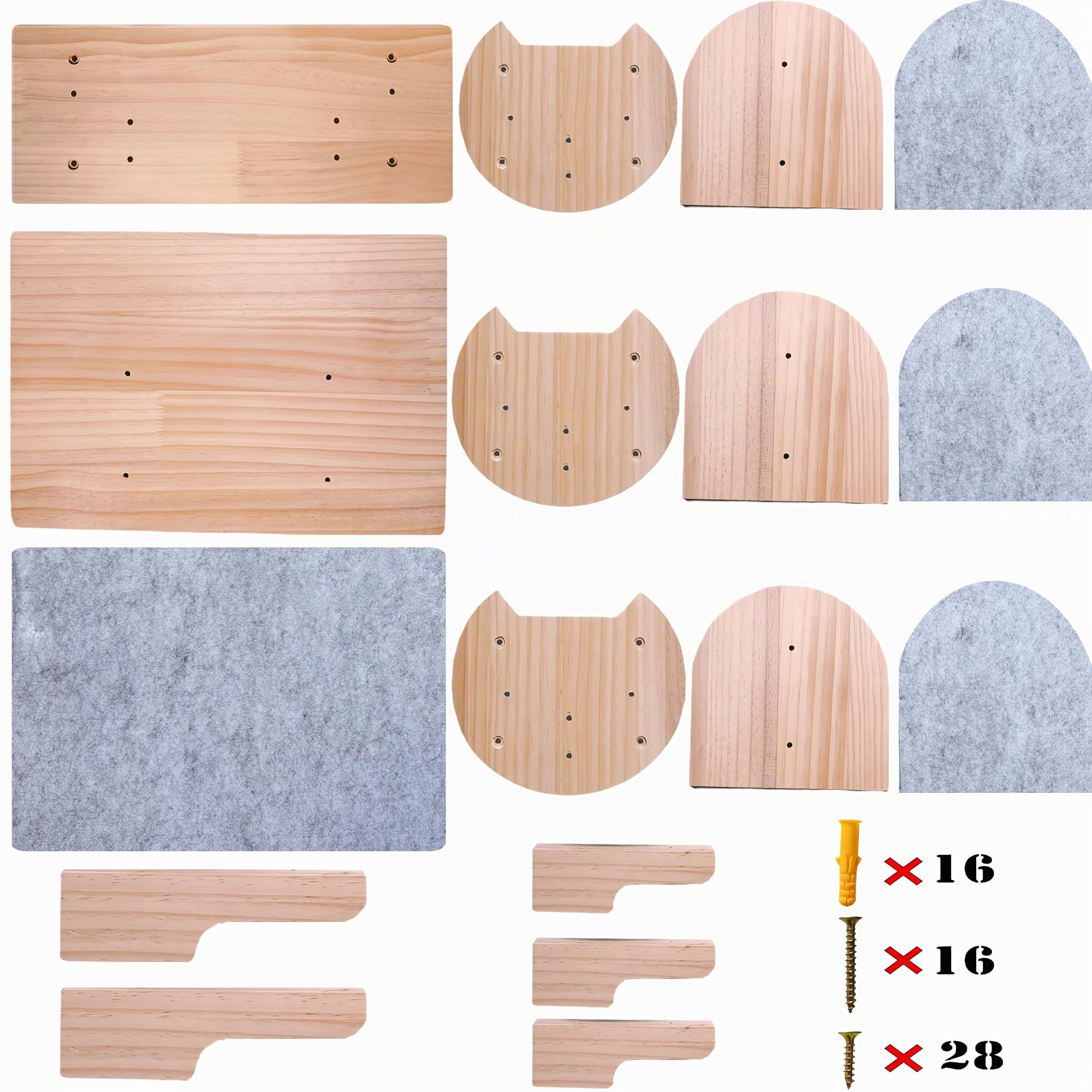 Mur d'escalade pour chat - Hamac mural pour chat - Avec escalier pour chat - 4 pièces - Hamac XL extra stable et grand - Arbre à chat mural stable