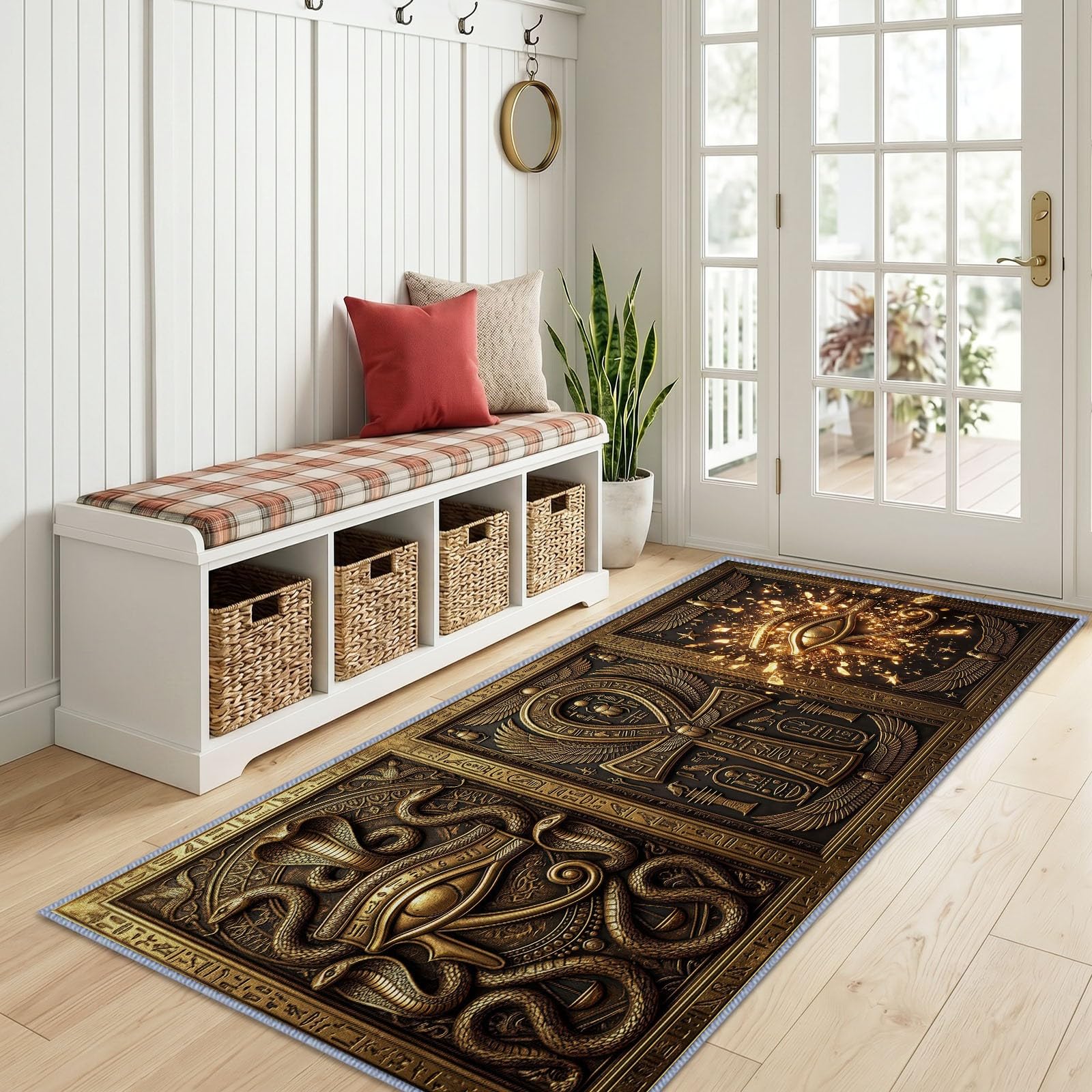 Relief Doré Œil Horus Tapis de Couloir Antidérapant 60x240cm