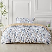 Vista 75 de SAPHREAS Juego de funda de edredón, 100% algodón extrasuave, tamaño individual, lavanda, 2 piezas, 1 funda de edredón de 68 x 90 pulgadas con Crema