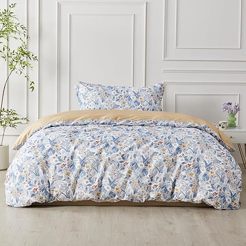 Miniatura 75 de SAPHREAS Juego de funda de edredón, 100% algodón extrasuave, tamaño individual, lavanda, 2 piezas, 1 funda de edredón de 68 x 90 pulgadas con Crema