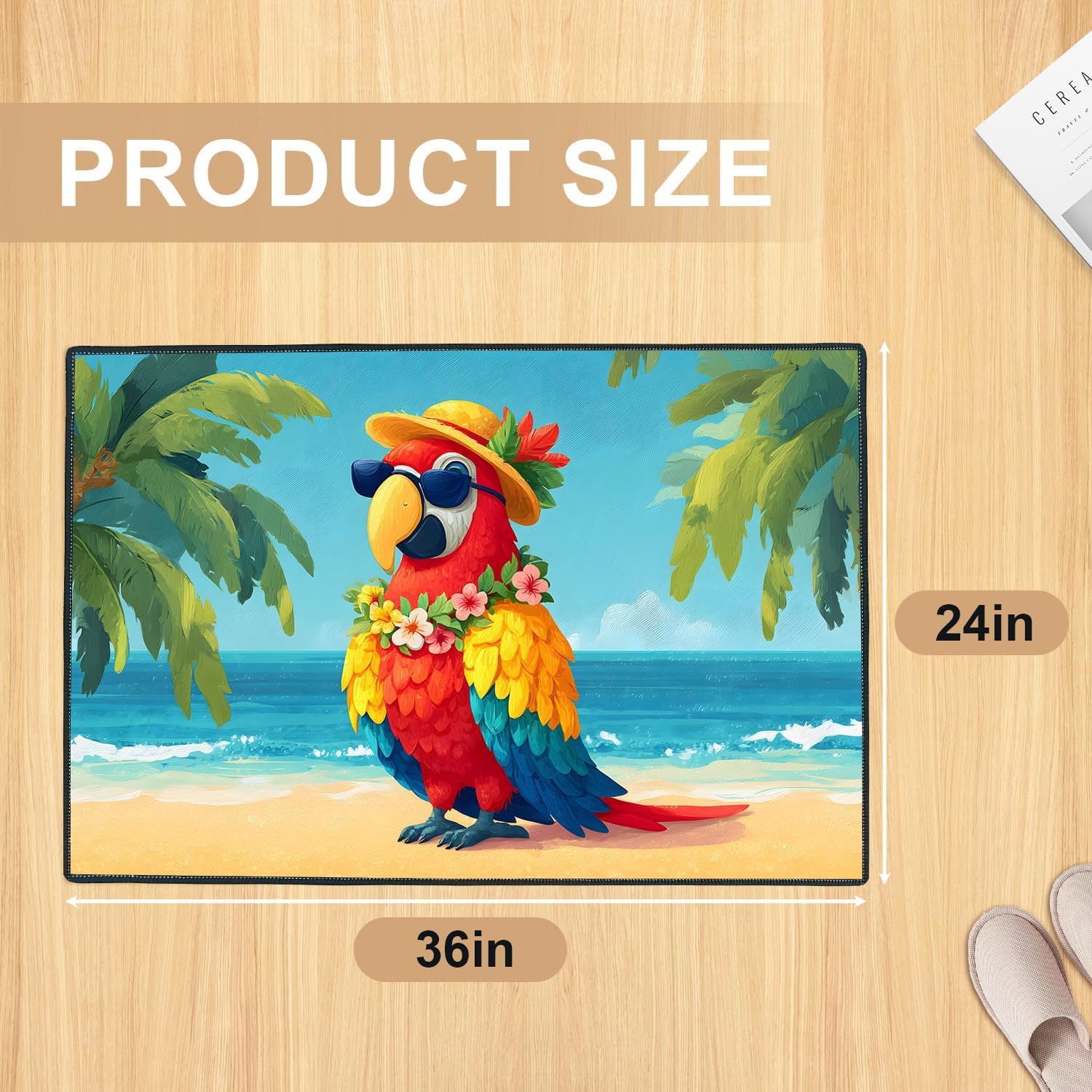 Floral Animal Plush Carpet - Non-Slip Soft Floor Rug Living Room Bedroom Washable Home Decor (Parrot, 24x35 inches)
