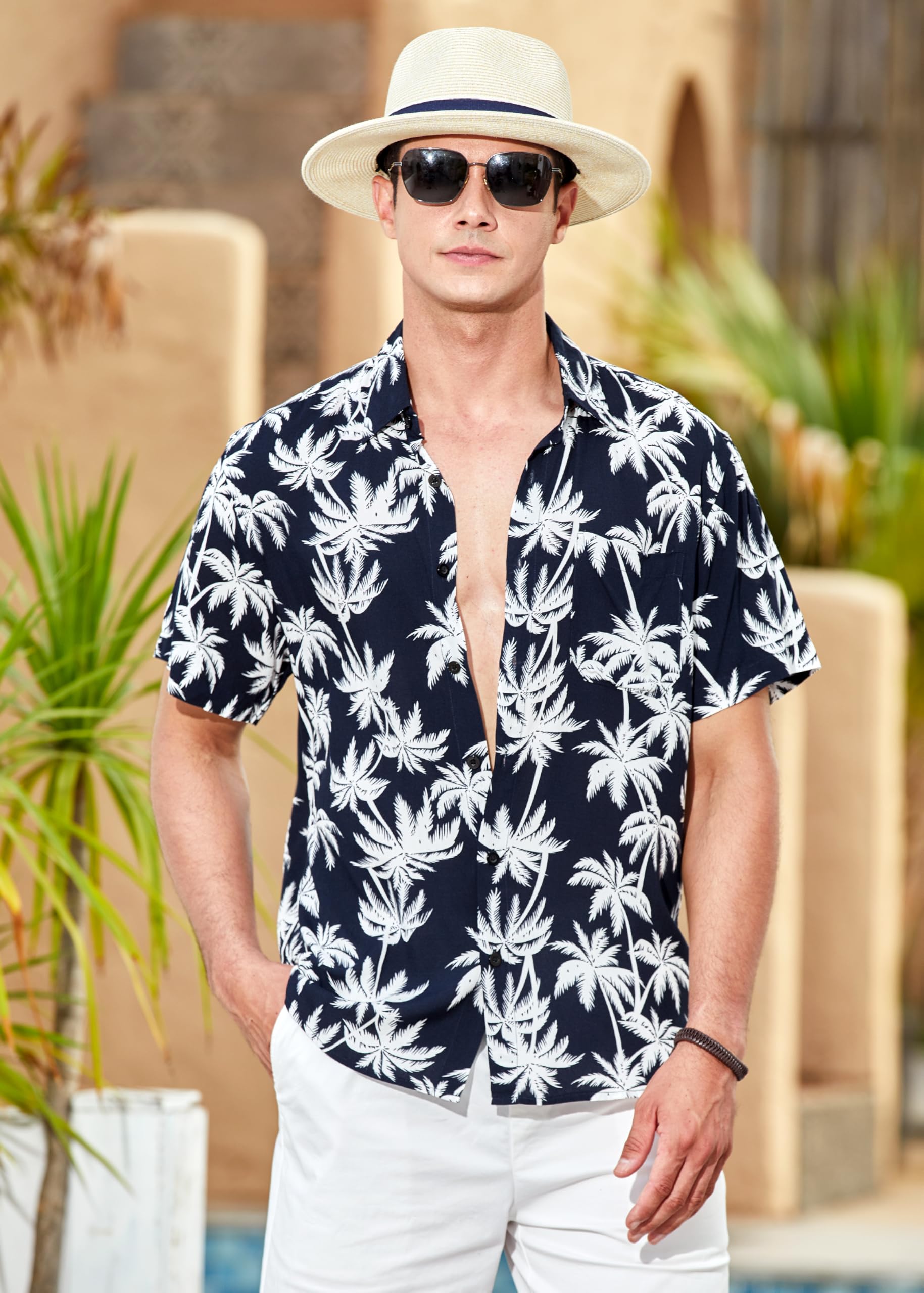 Enlision Camicia Hawaiana Uomo Manica Corta Estiva Floreale Casual Camicie Stampa Hawaiane Spiaggia Vacanza con Tasca S-4XL