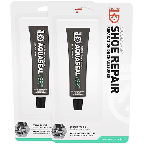 GEAR AID Aquaseal SR - Adhesivo de reparación de zapatos para fijar agujeros en senderismo, trabajo, botas, botas de lluvia, zapatos, suelas y