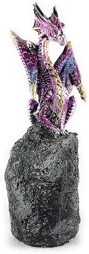 Miniatura 2 de Ain't It Nice Estatua de dragón de roca, caverna de geoda sintética, brillante, medieval, coleccionable, fantasía, decoración, morado, 3.5 pulgadas