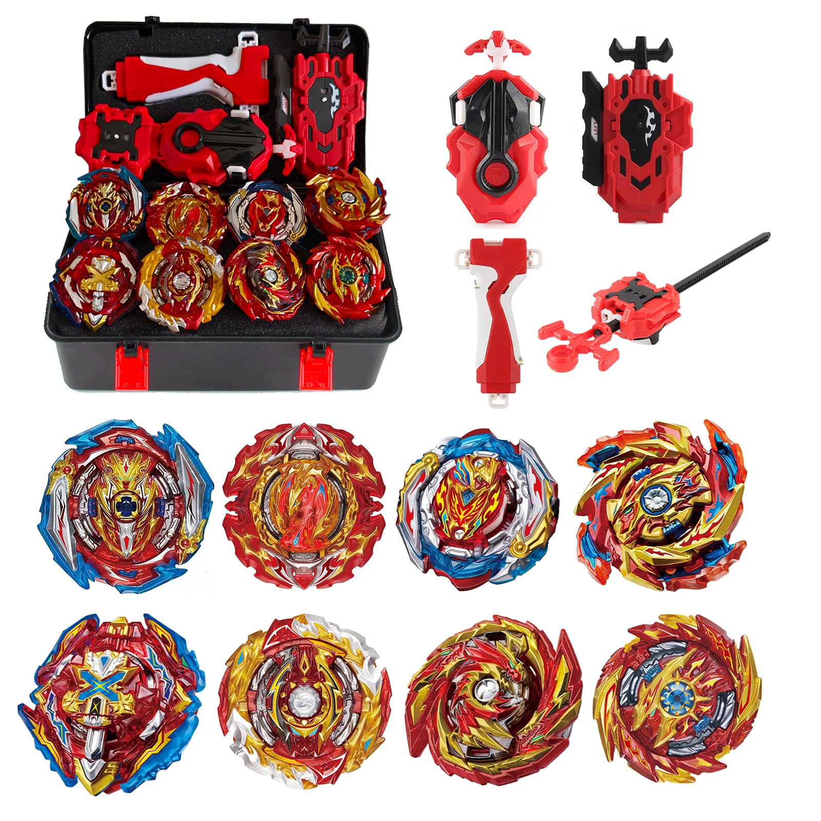 8pcs Toupie Turbo, De Gyroscopes 4D Set Lanceurs, Cadeaux pour Enfants,Hong