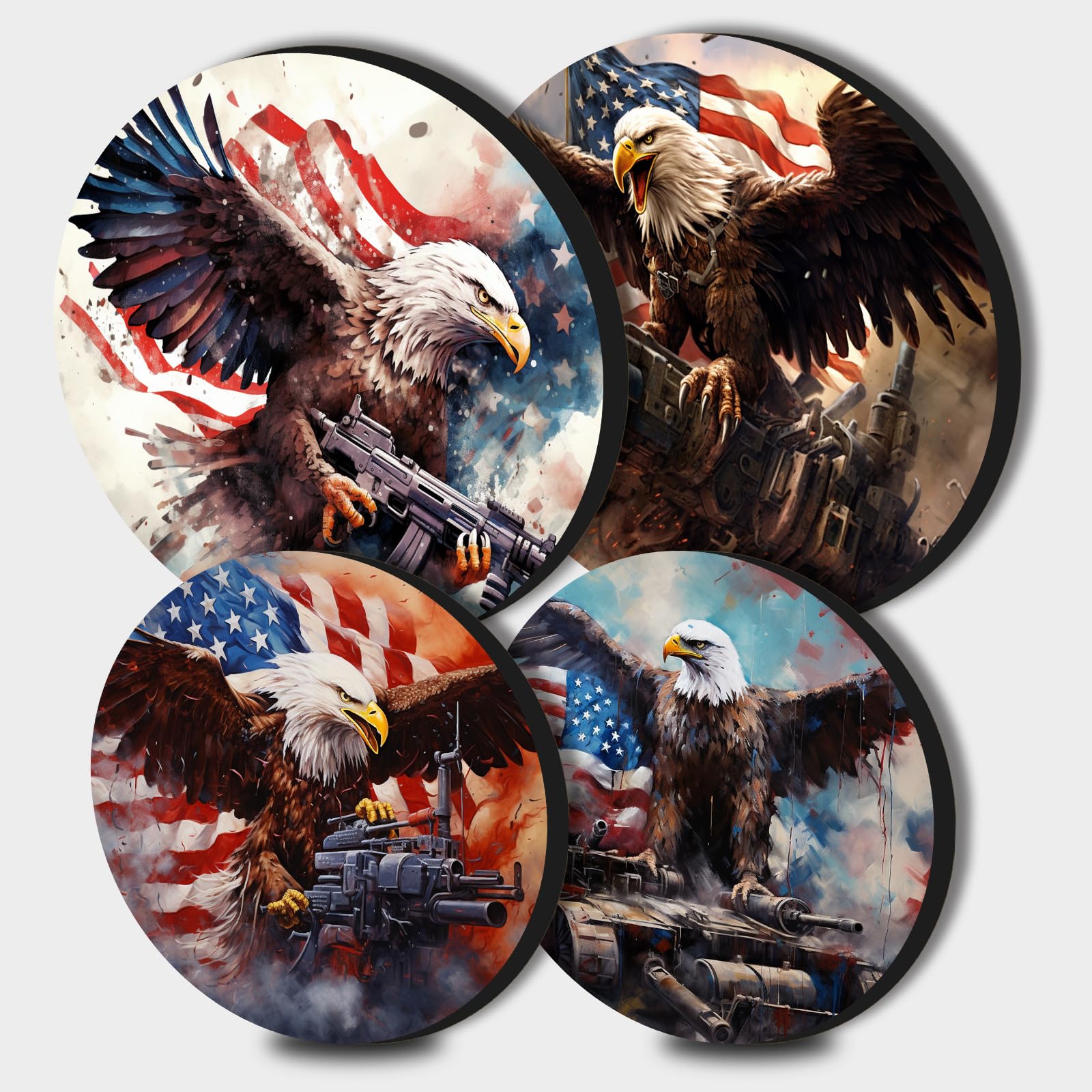 TucocooClassic Animals Set of 4 Eagle Pattern Round Electric Stove Top Burner Covers Collectible Art,Two 8inch Two 10inch for Electric stoves Independence Day Home Decor Gas Stove Burner Covers