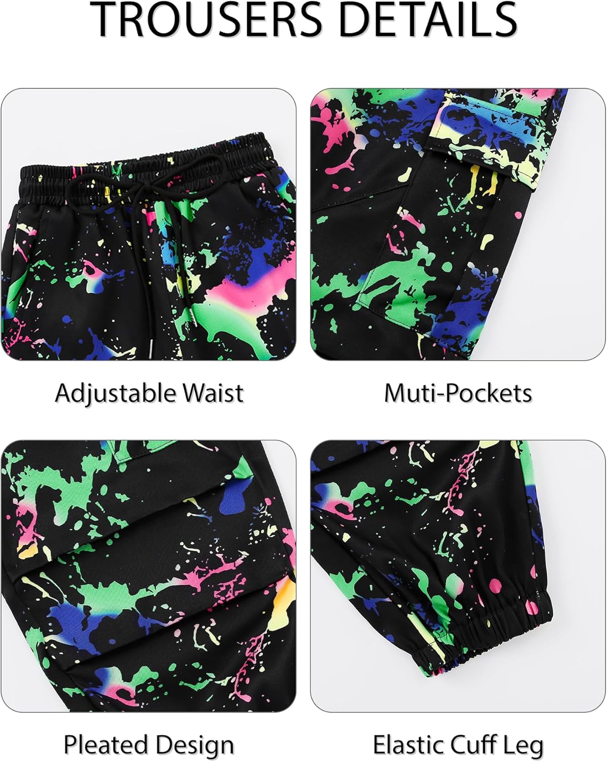 Girls Cargo Pant Cotton Elastic Waist Joggers Pants for Kids Hiking Training Sweat Casual Trousers with Pockets - Image 3