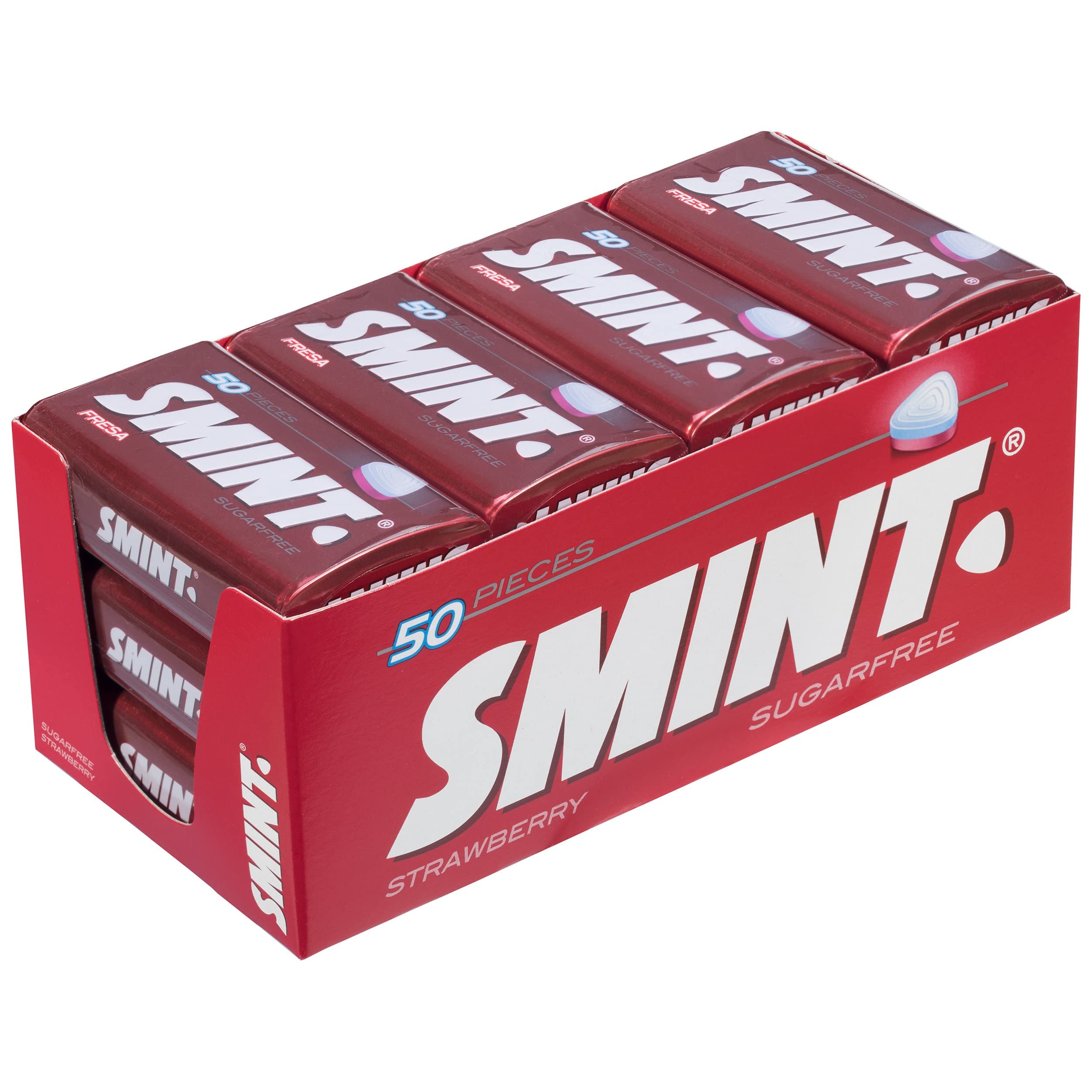 Chupa Chups Caramelo con Palo de Sabores Variados, 19 x 12g + Smint Tin Fresa, Caramelo Comprimido Sin Azúcar - 12 unidades de 35 gr, (Total 420 gr.)