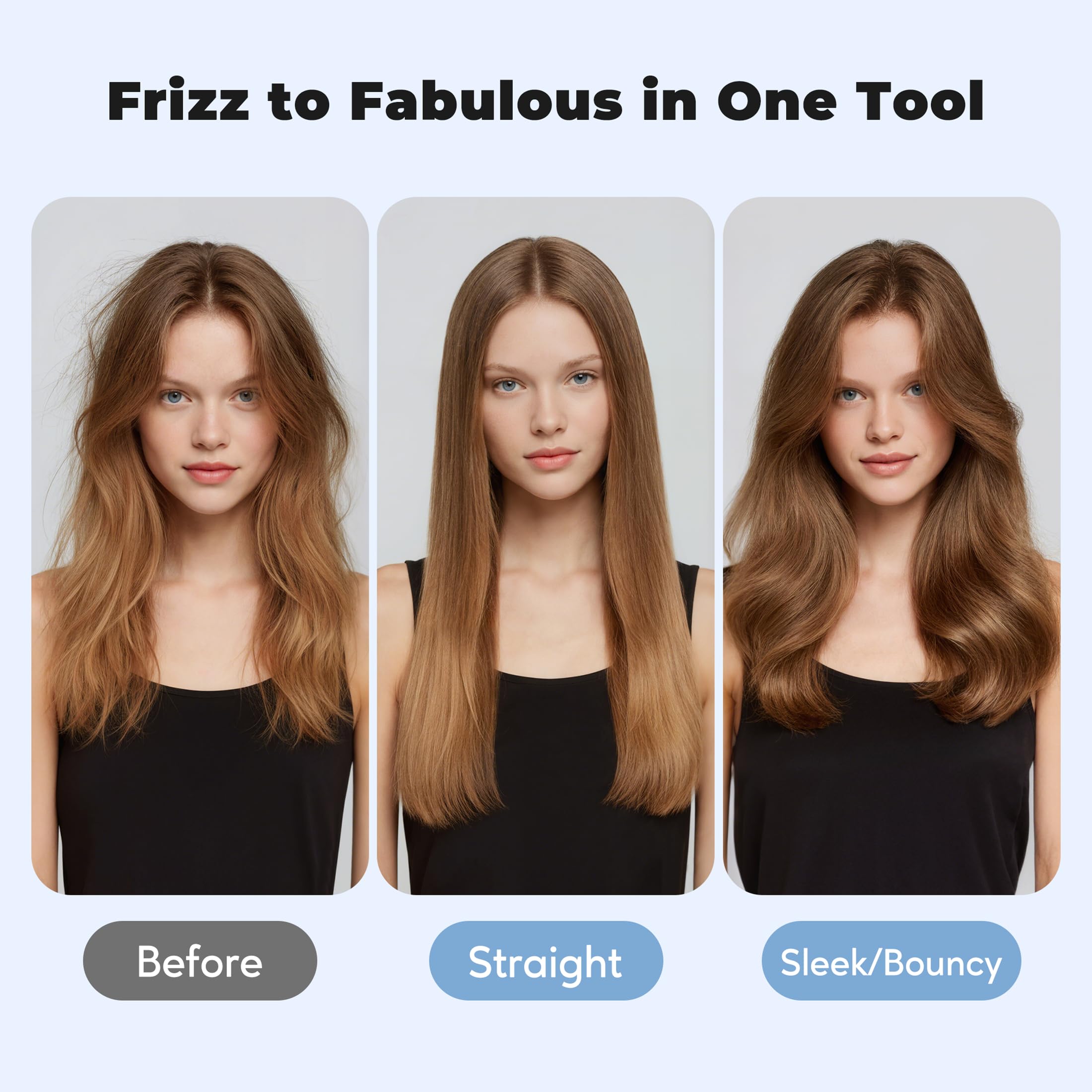 Brocha térmica Farery, Brocha caliente de 60mm para cabello suelto y voluminoso, Brocha térmica para rizado con cerámica, turmalina e iones, Brocha caliente con temperaturas, Doble voltaje.