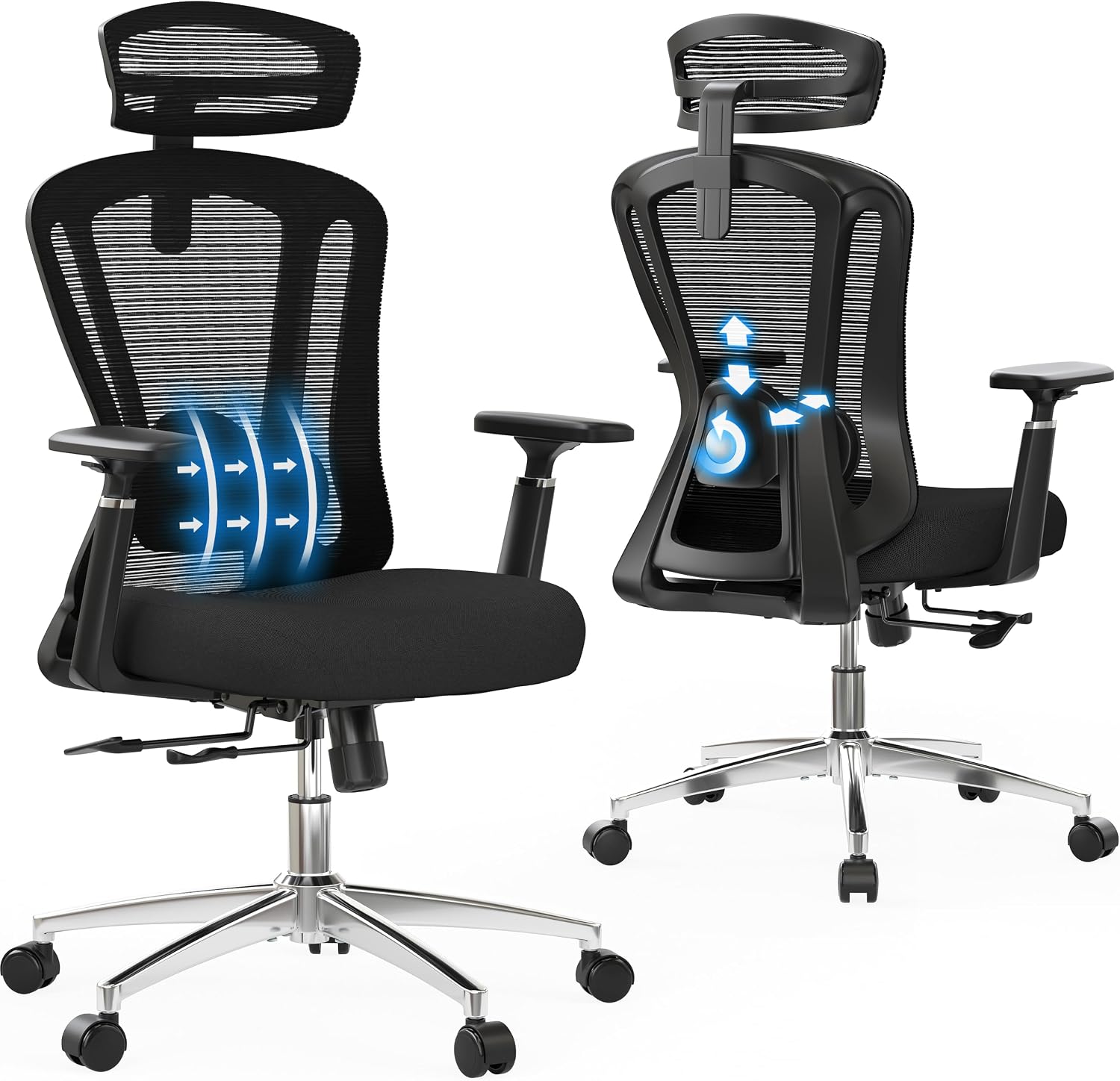 Farini Office Chair High Back Computer Chair with Wheels Black