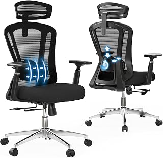 Farini Office Chair High Back Computer Chair with Wheels Black