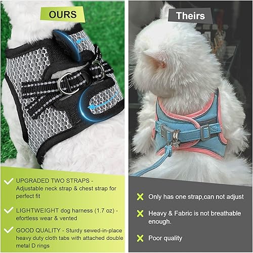 Miniatura 8 de Arnés sin tirones para cachorros, arnés de malla ligero extra pequeño, arnés reflectante para perros pequeños, gatos, chaleco Yorkie Chihuahua,