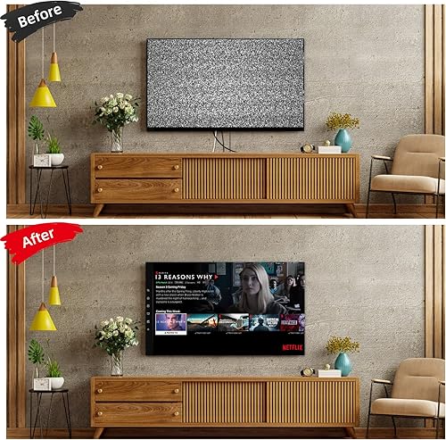 Miniatura 9 de Riozoo Kit de ocultador de cable para TV de montaje en pared, kit de gestión de cables blanco en pared, incluye 2 pases y accesorio de taladro para