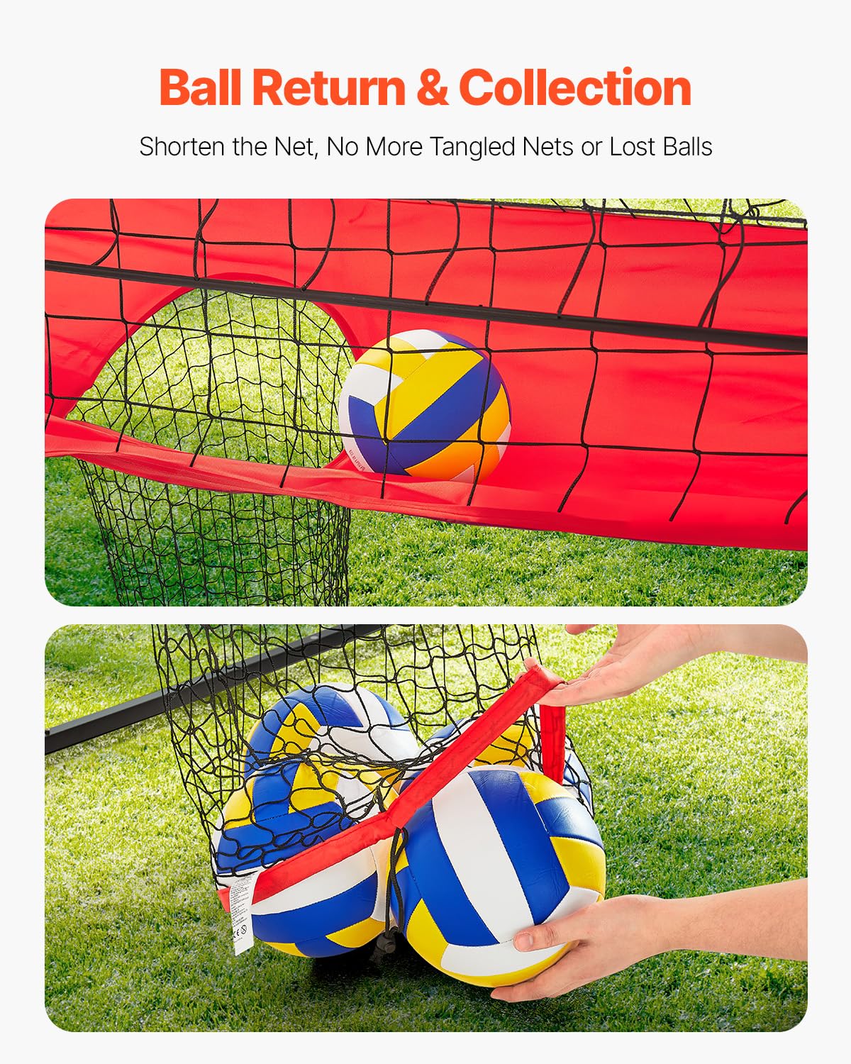 VEVOR Sistema Rete per Allenamento Pallavolo, Attrezzatura Regolabile in Altezza con Ritorno Palla, Stazione di Rete Portatile, Facile da Installare per Giardino, Servizio per Migliorare Precisione