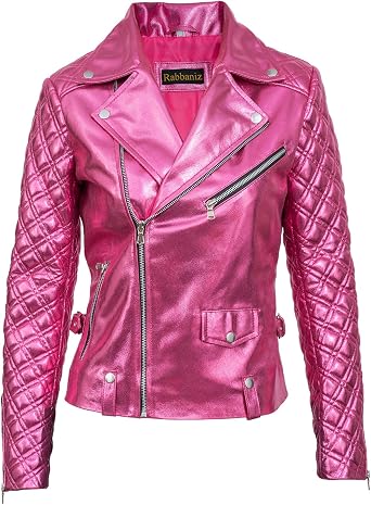 Pink Quilted Leather jacket for women | Slim Fit Lambskin Pink Leather Jacket for women