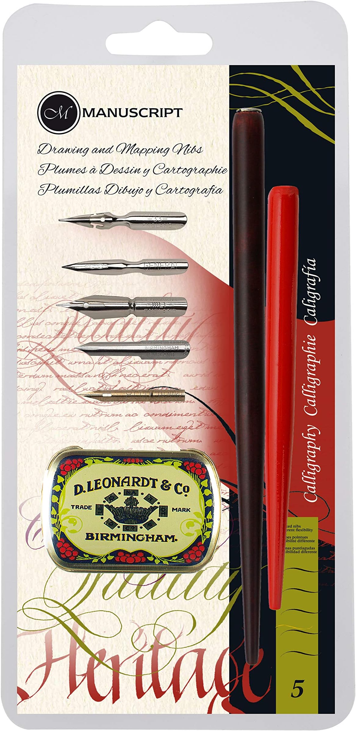 Manuscript Drawing and Mapping Pen Holder Set