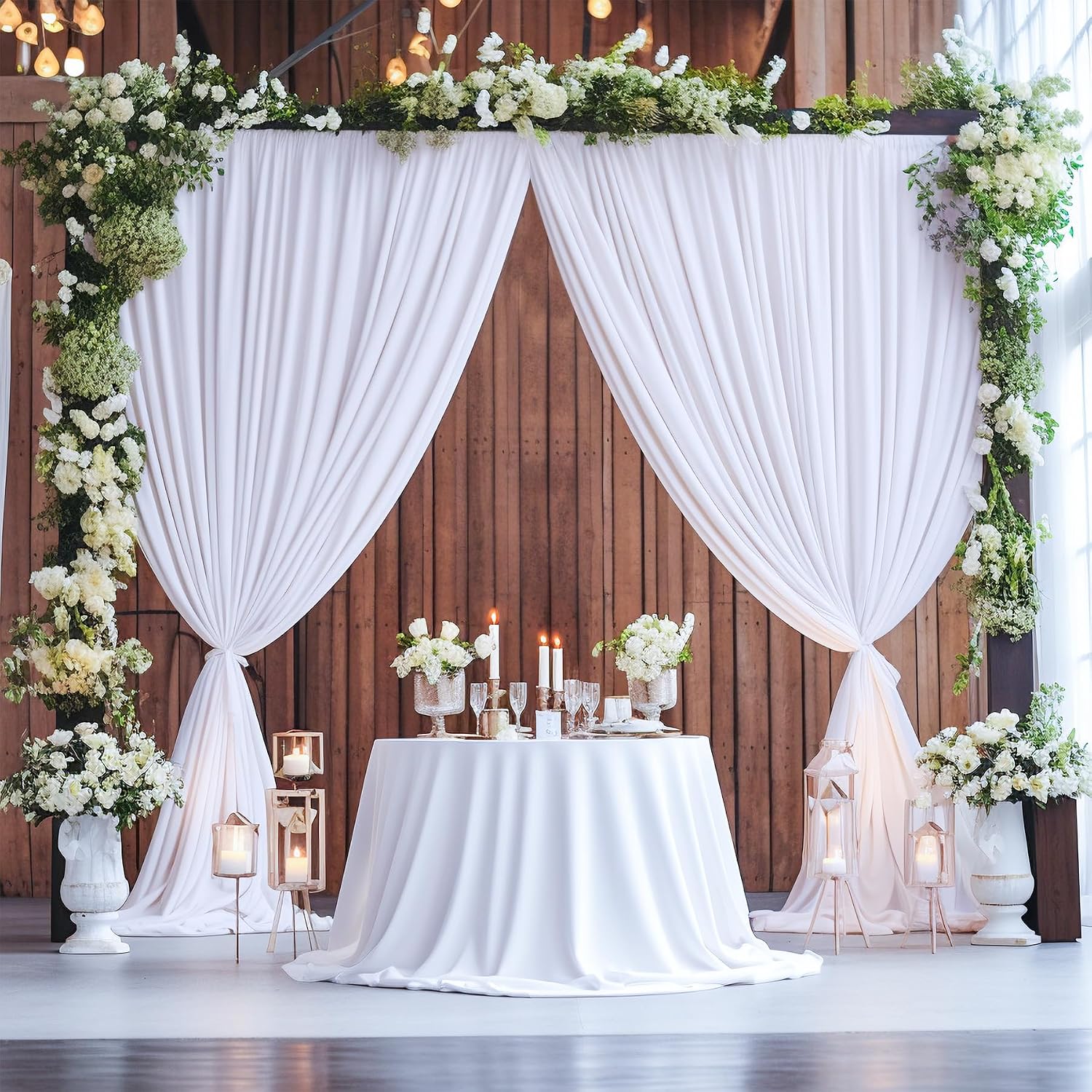 Cortinas de fondo blancas de 10 x 10 pies para fiestas, cortinas de