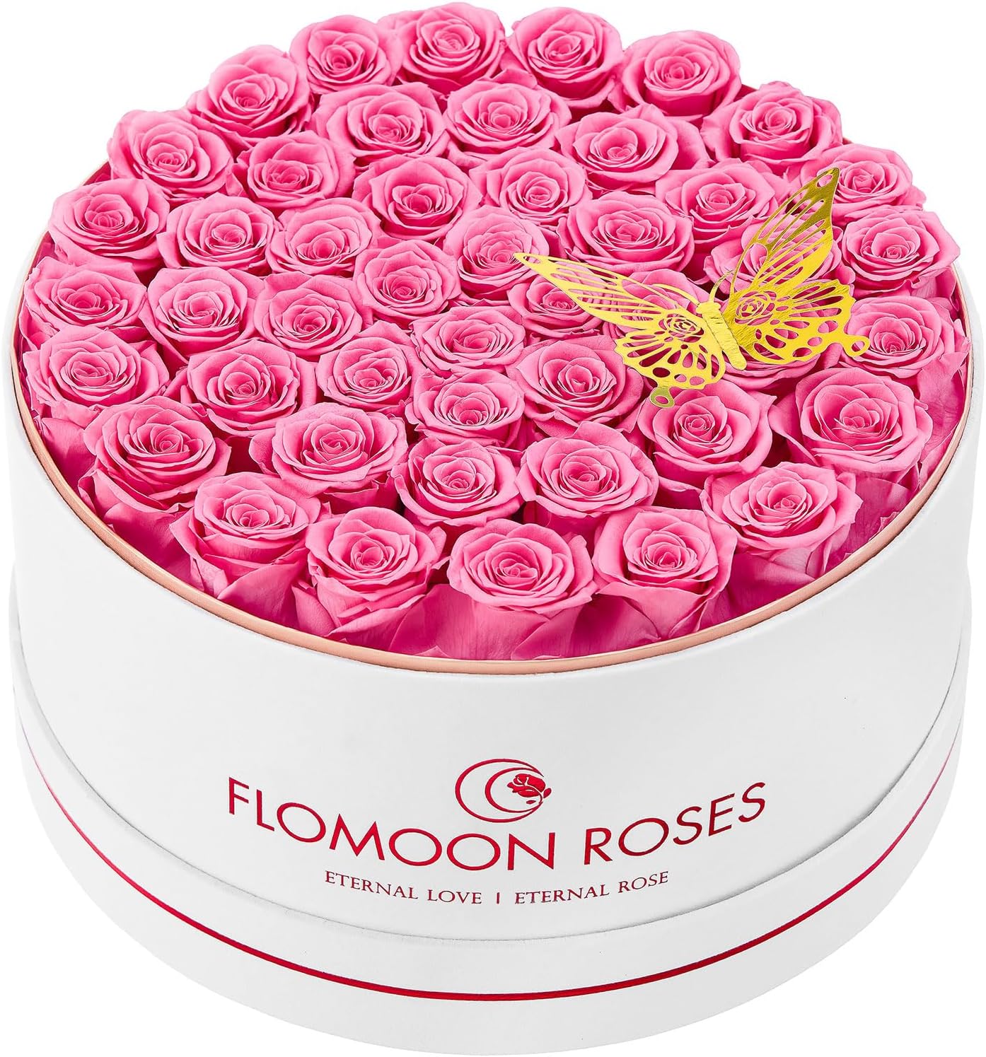 Preserved Roses 47-Piece Real Forever Flowers in a Box, Birthday Gifts for Women, Mothers Day Roses Gift for Mom Wife Valentine's Day (Pink)