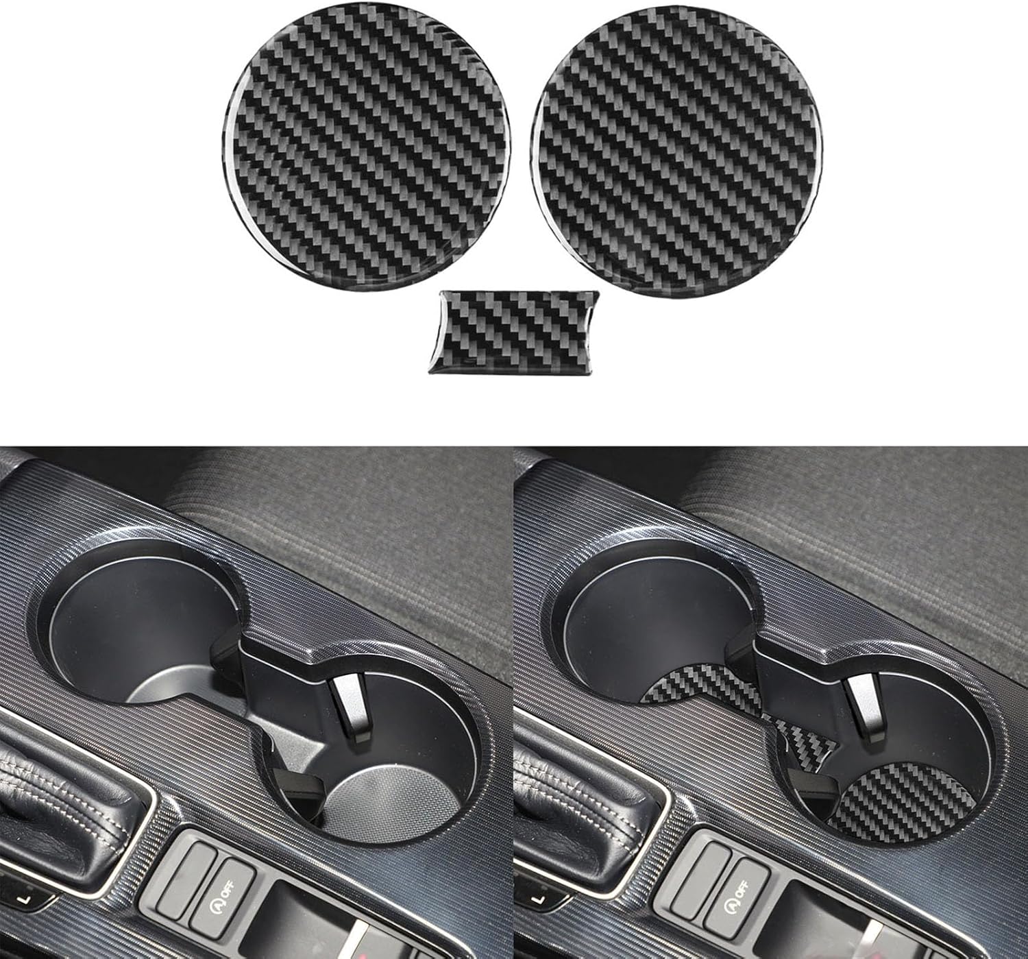 Real Carbon Fiber Interior Accessories Sticker Compatible with Honda 11th Gen Civic/Civic Hybrid 2022 2023 2024 2025 2026 Car Water Cup Holder Slot Mat Decal Trim Decor Cover Black