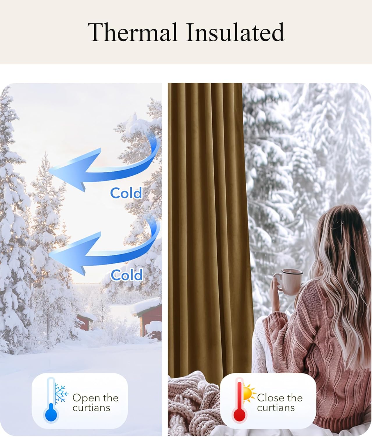 StangH Gold Brown Velvet Curtains for Sliding Door, Super Soft Pinch Pleat Room Darkening Drapes Back Tab Energy Efficient Window Treatments for Home Office, W40 x L84, 2 Panels