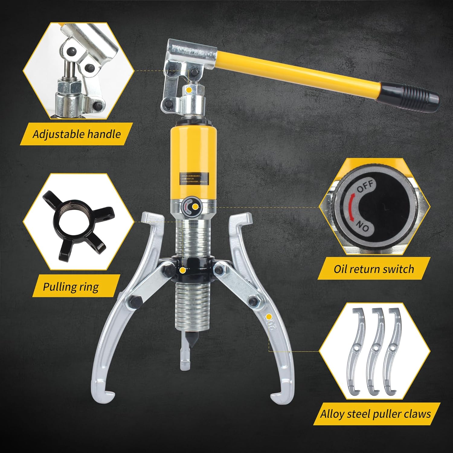 RATTMMOTOR YL-50T Hydraulic Gear Puller 50 Ton Max. 60mm Stroke 2 or 3 Jaw Puller Bearing Hub Separator Tool Kit
