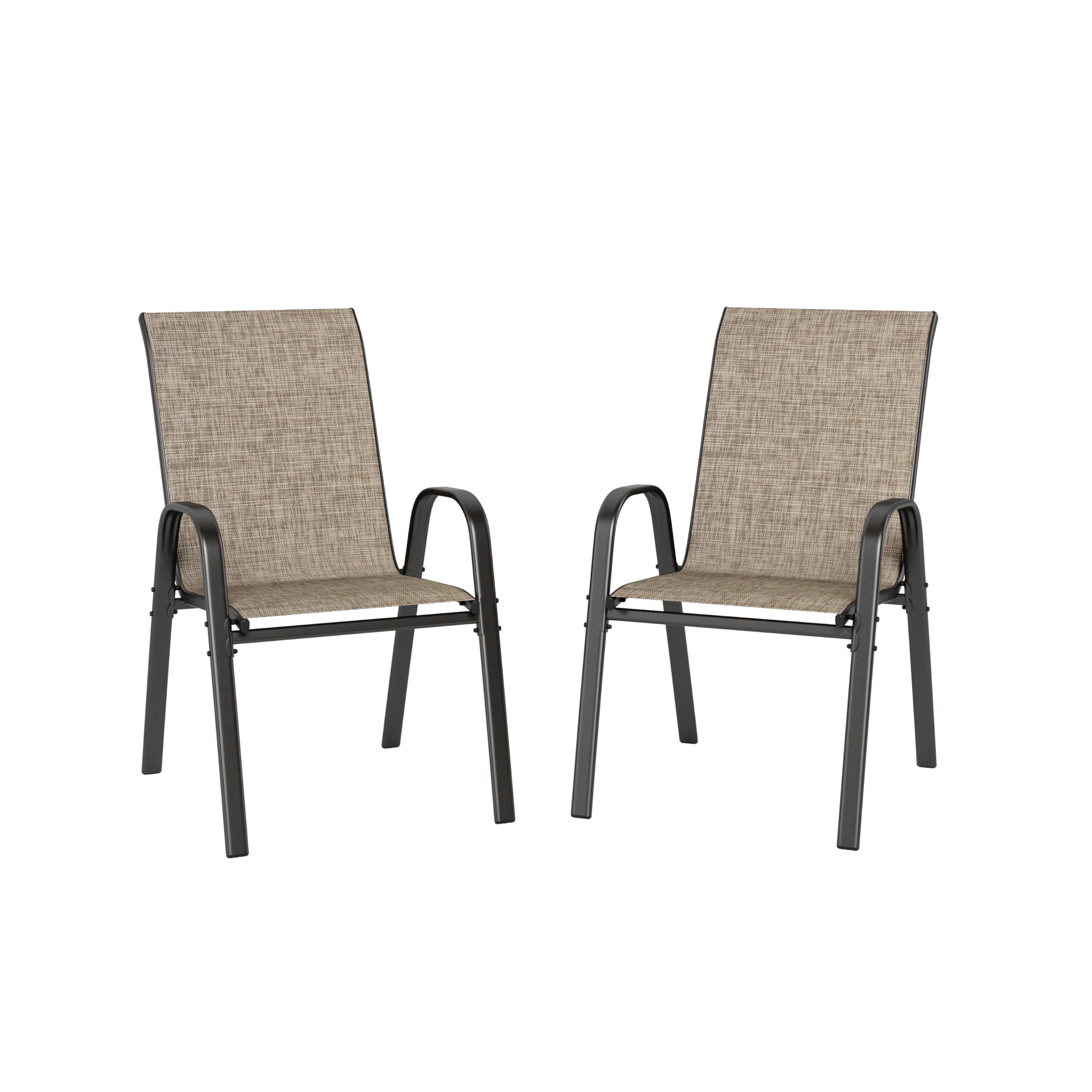 PHI VILLA Garden Chairs Set of 2, Patio Chairs Stackable Outdoor Dining Chairs High Back, Textilene Fabric and E-Coating Metal Frame for Backyard Porch Poolside