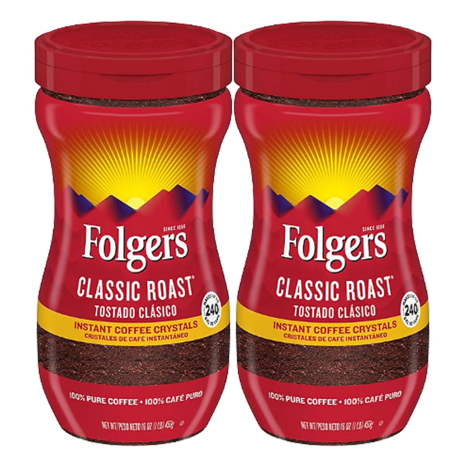 Folger Classic Roast Instant Coffee Crystals (16 oz, 2 pk)